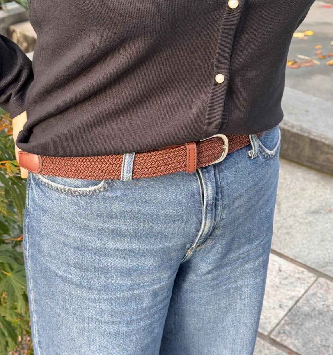 Manzini belte strikk ensfarget brun, bilde 1 av 4