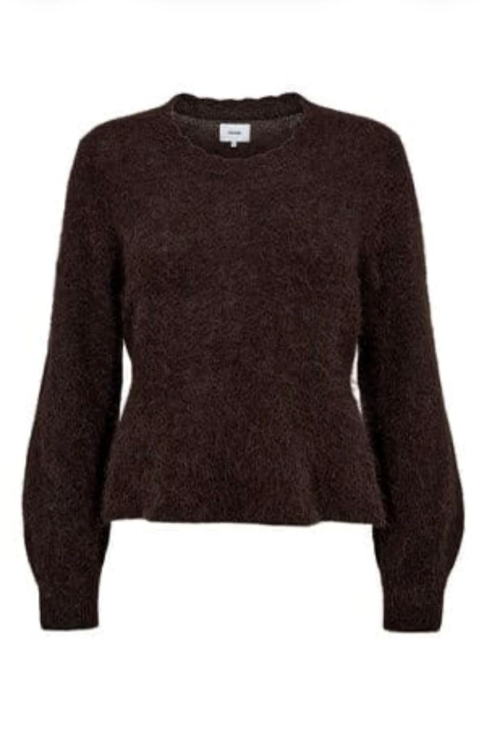 NÜMPH Nusuri peplum pullover black coffee, bilde 1 av 4
