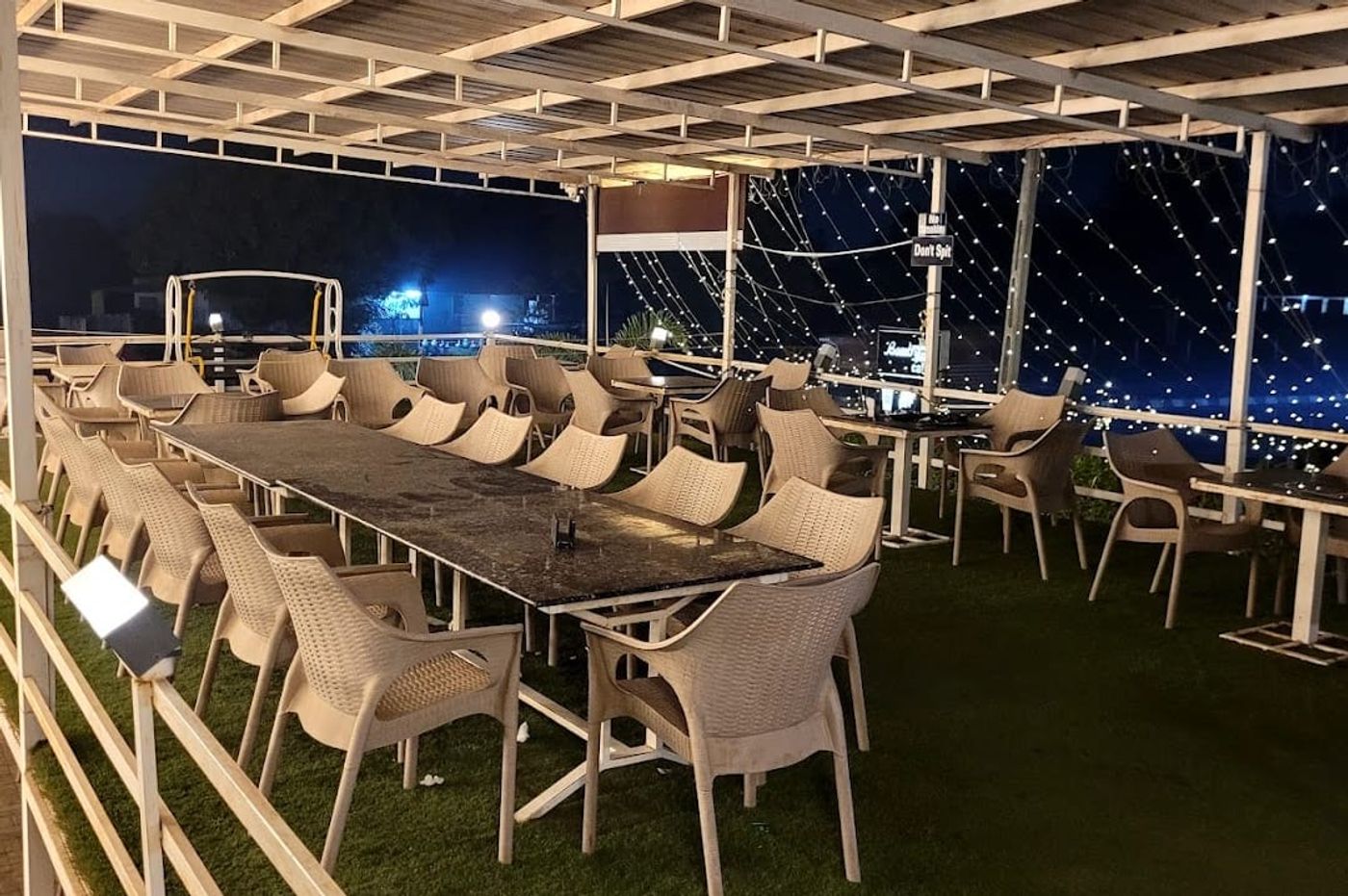 The Bombers terrace at night