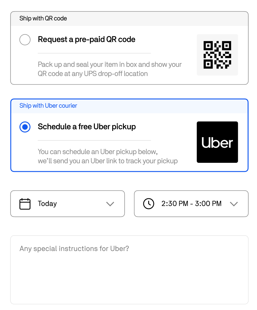 Tiptop offers free shipping via Uber pickup