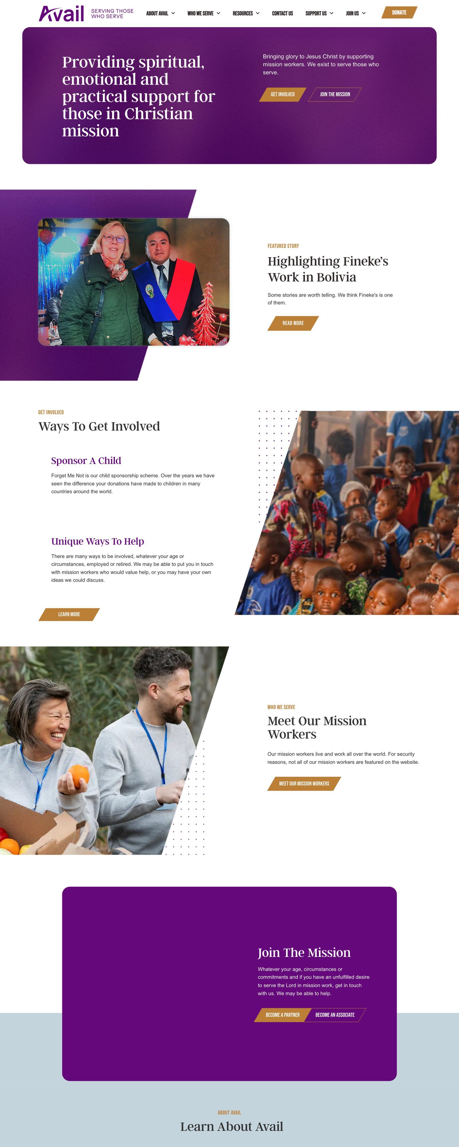 Homepage of the Avail Mission website