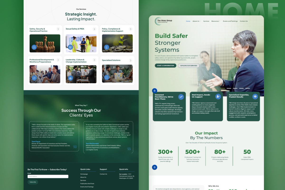 The Moss Group website interface details