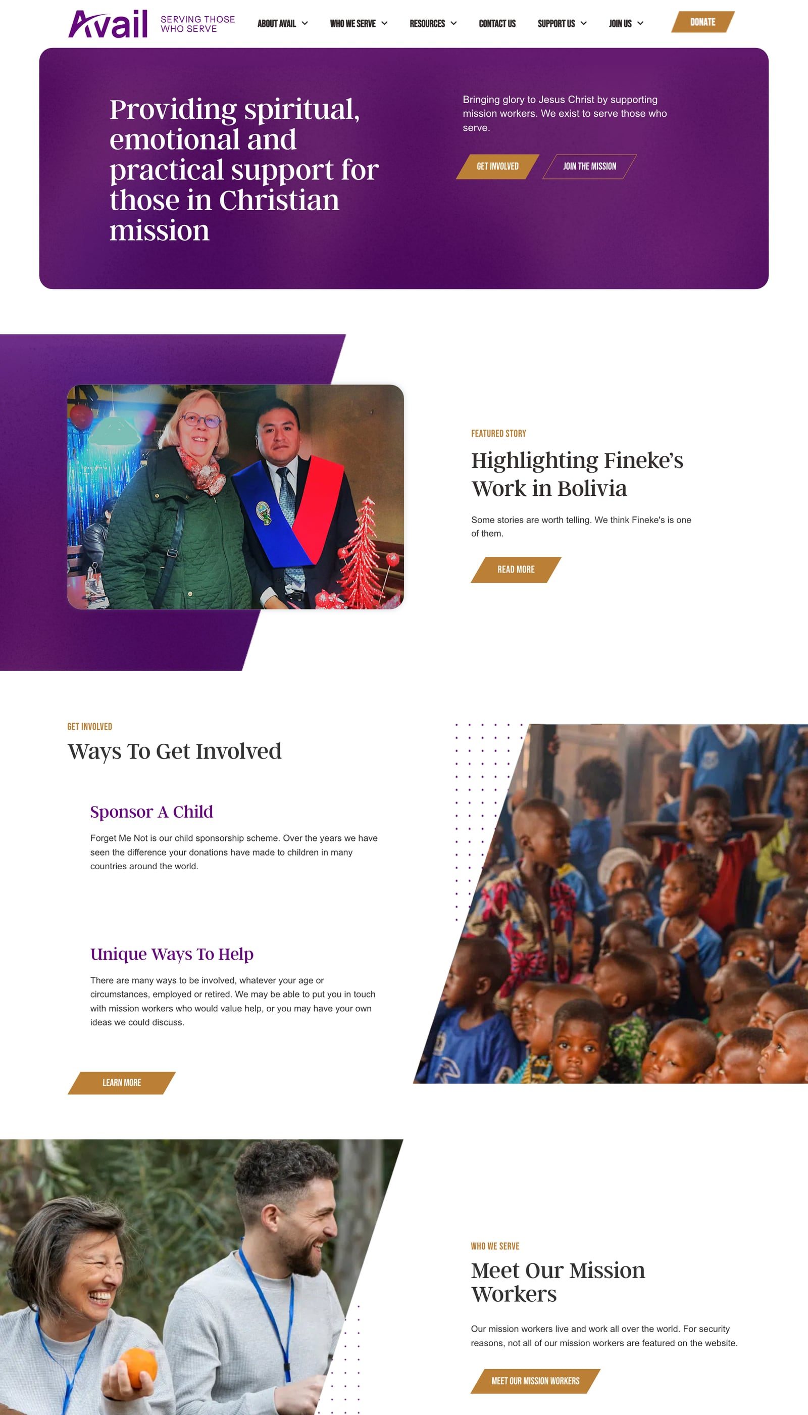 The Avail Mission homepage with the decisions we made marked as waypoints