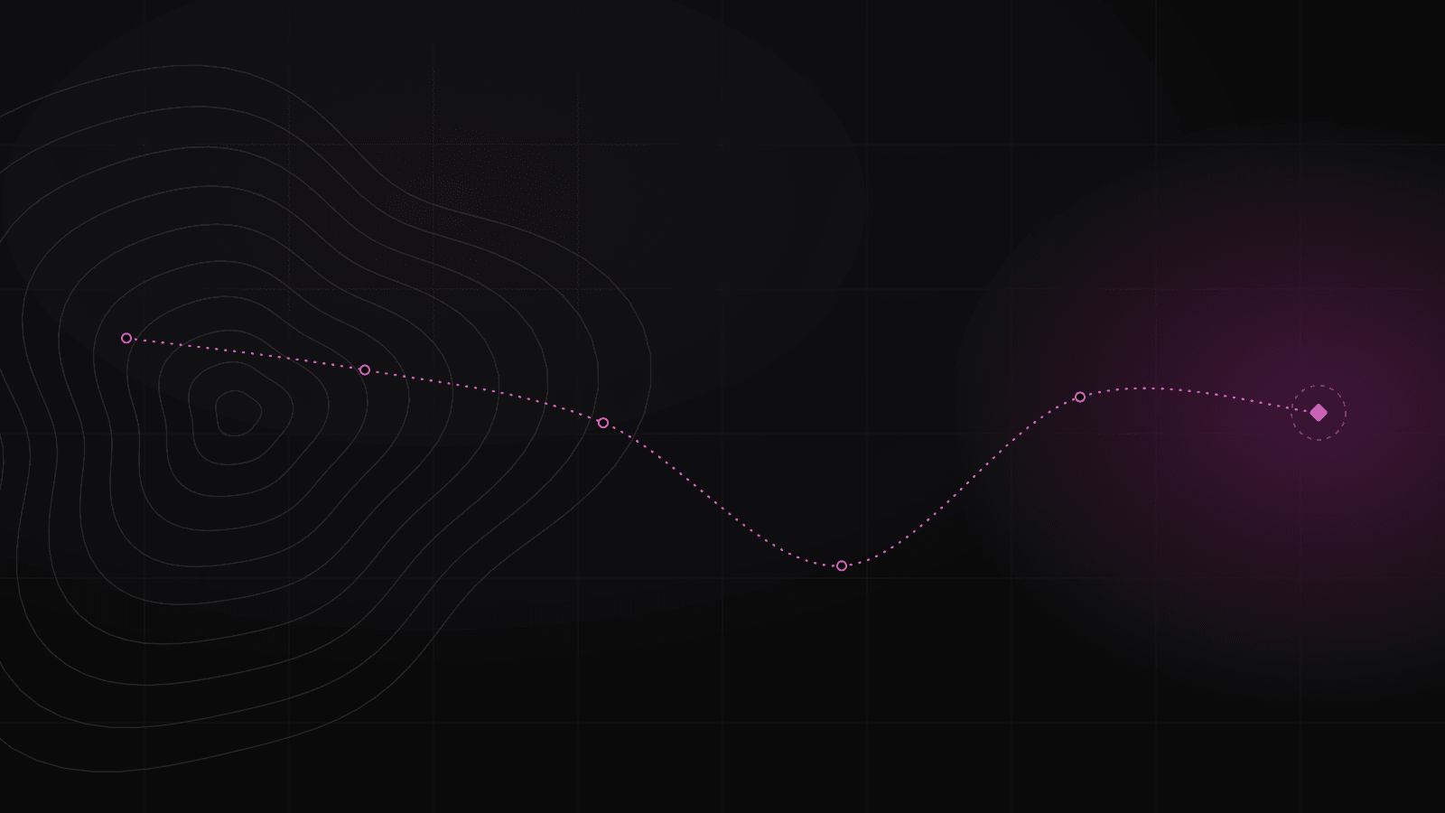 Stylized map artwork for "Shepherds, not wanderers: how we think about guiding clients": a plotted route with waypoints in the Creative Nomads cartography style