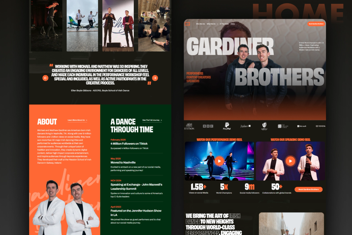 Gardiner Brothers website interface details