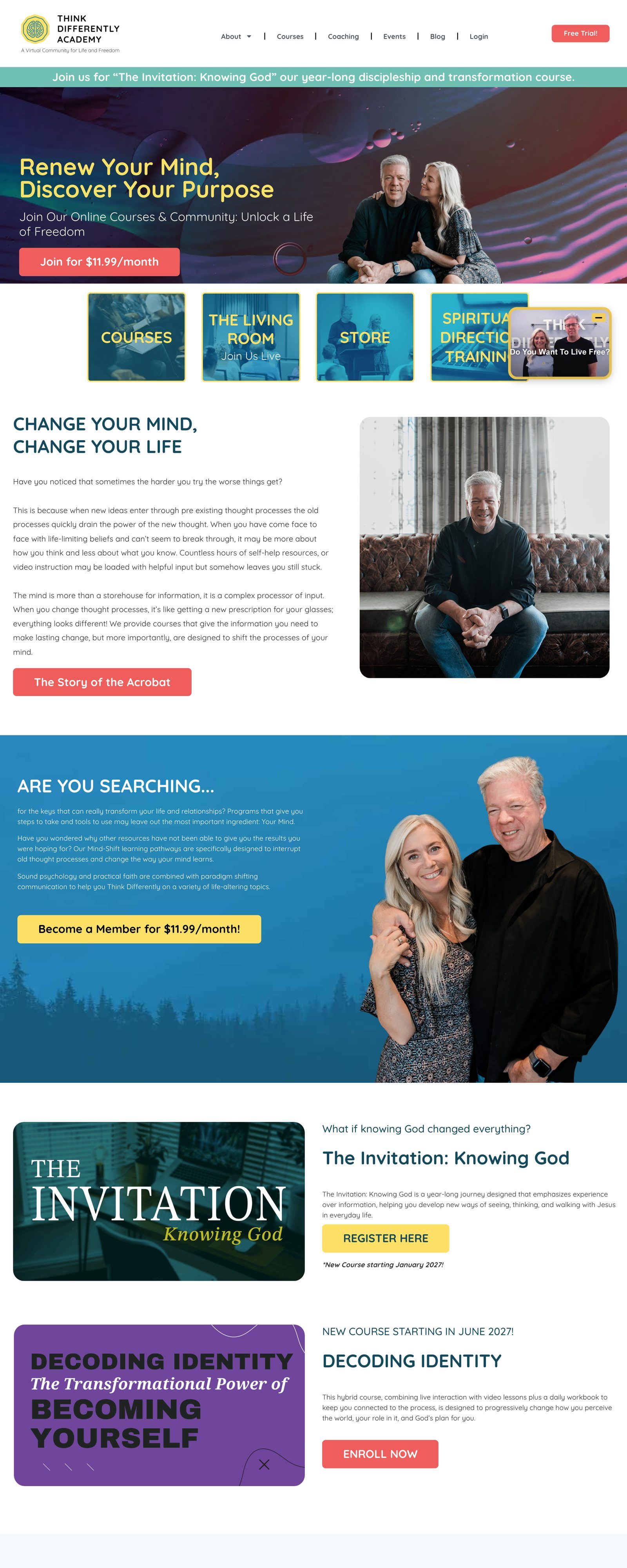 Homepage of the Think Differently Academy website