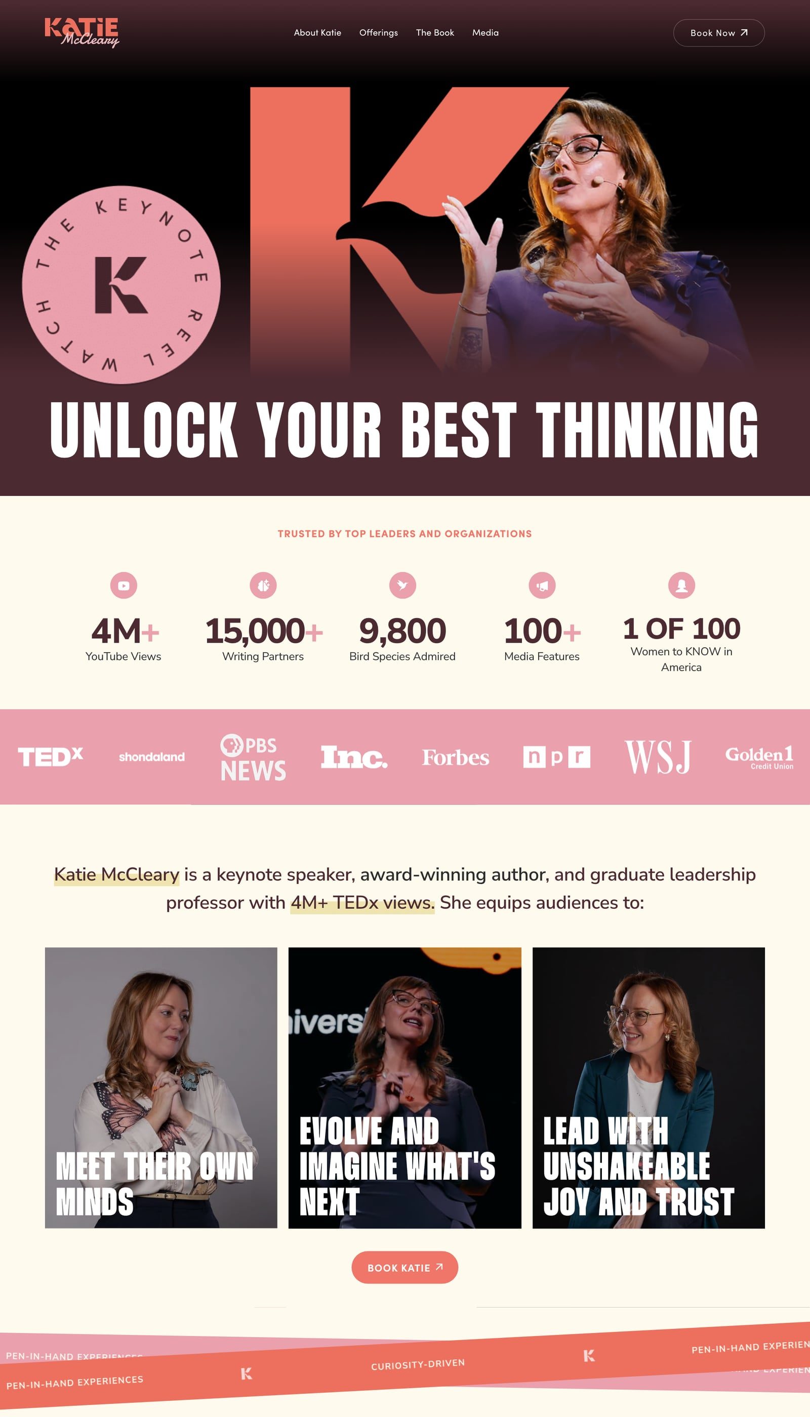The Katie McCleary homepage with the decisions we made marked as waypoints