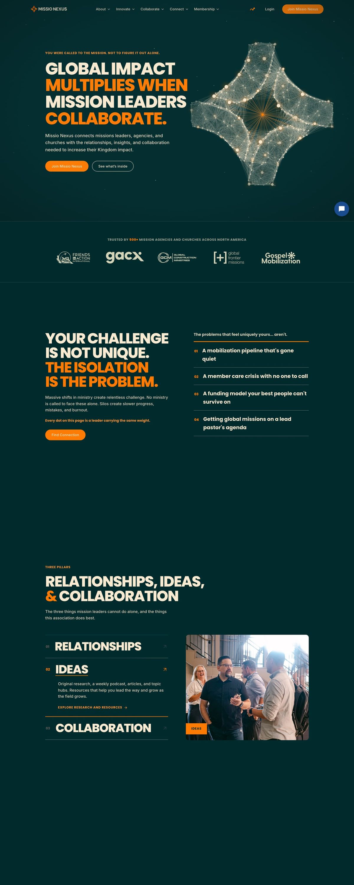 Homepage of the Missio Nexus website