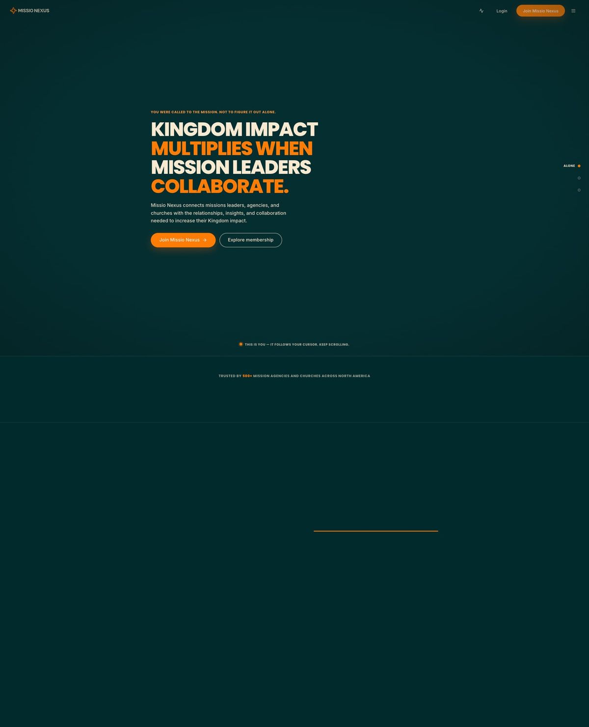Design handoff render of the Missio Nexus homepage before the build