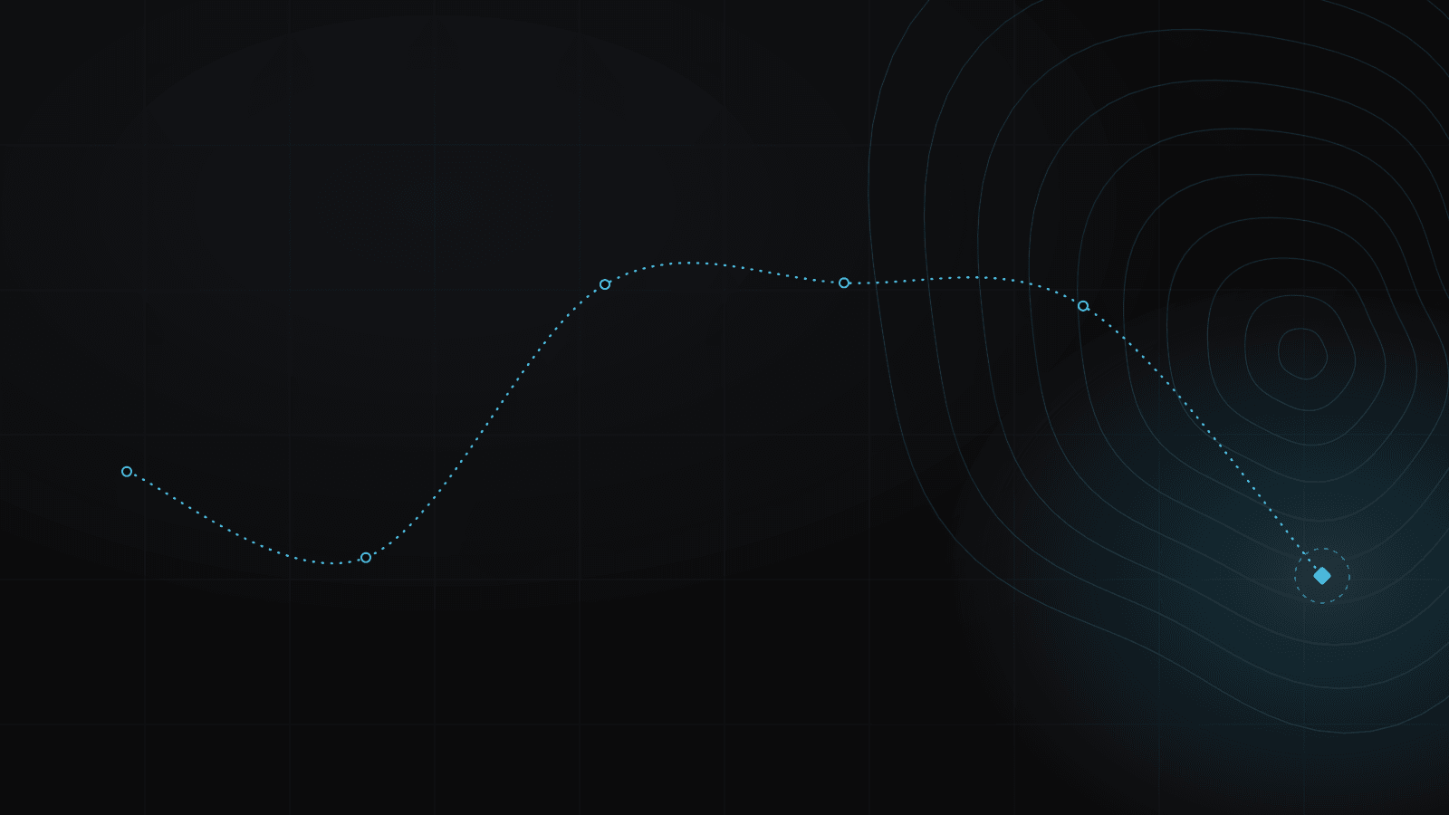 Stylized map artwork for "Beyond Screens: The Human-Centered AI Revolution": a plotted route with waypoints in the Creative Nomads cartography style