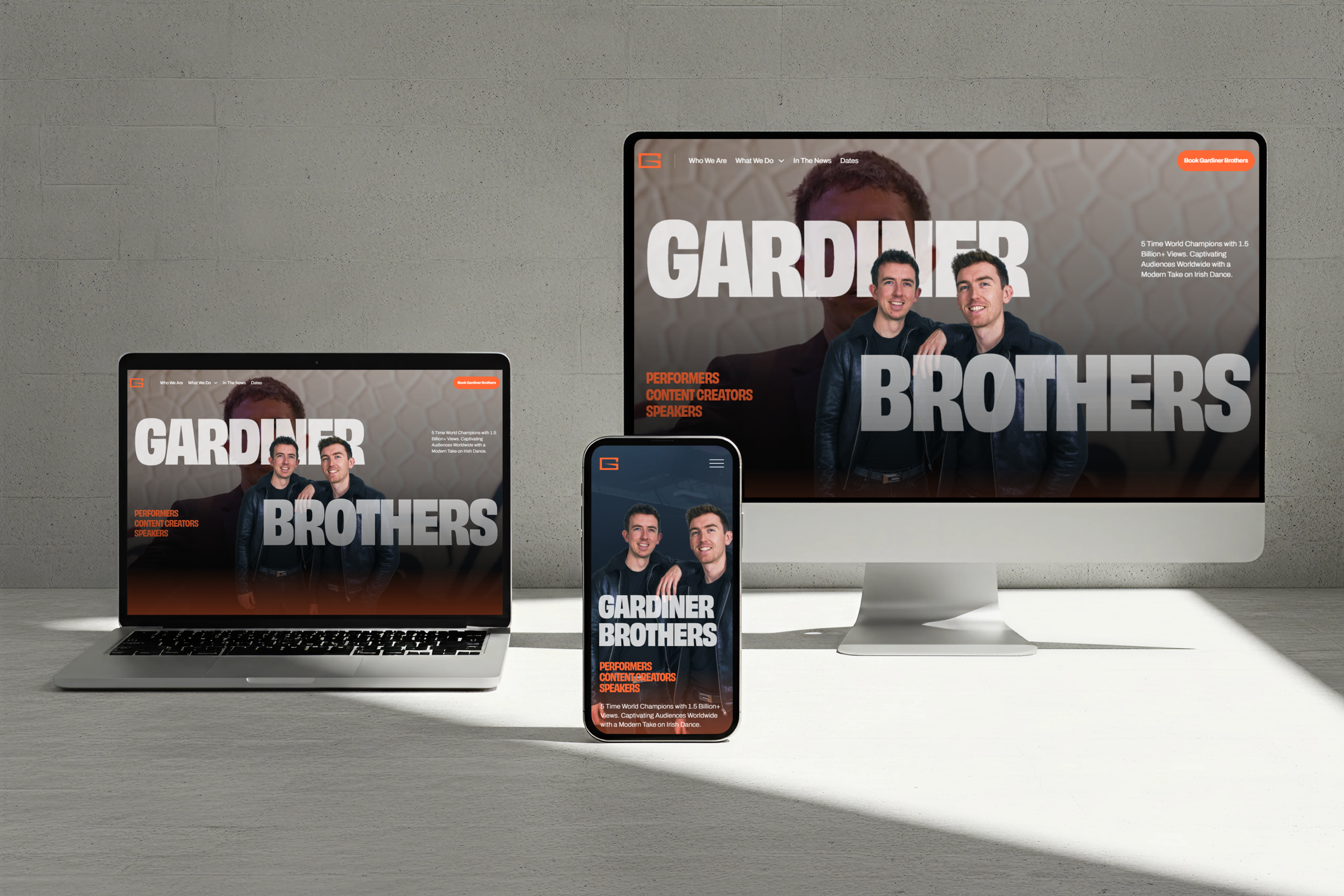 Gardiner Brothers website displayed across desktop, laptop, tablet, and phone
