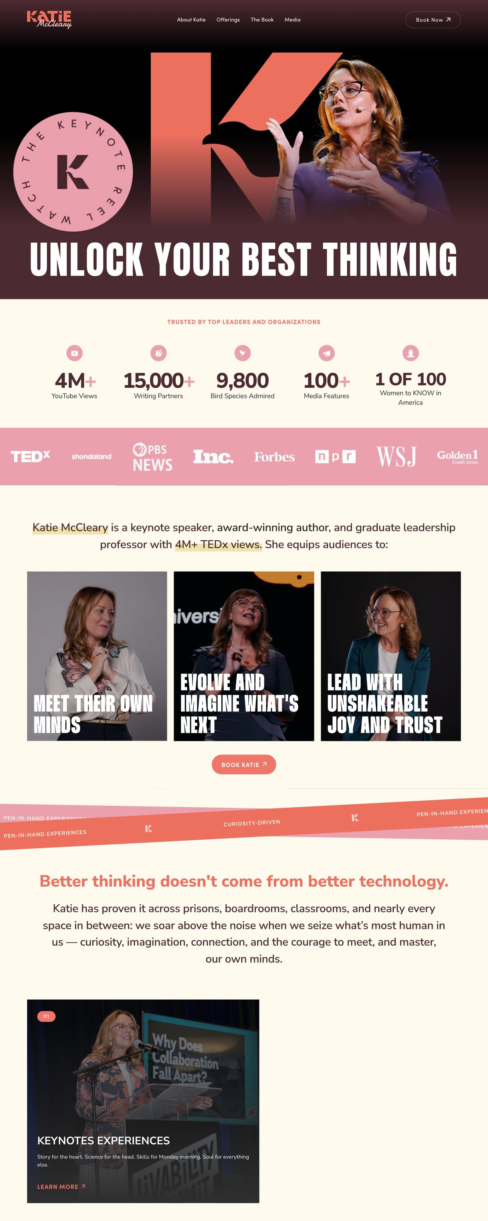 Homepage of the Katie McCleary website