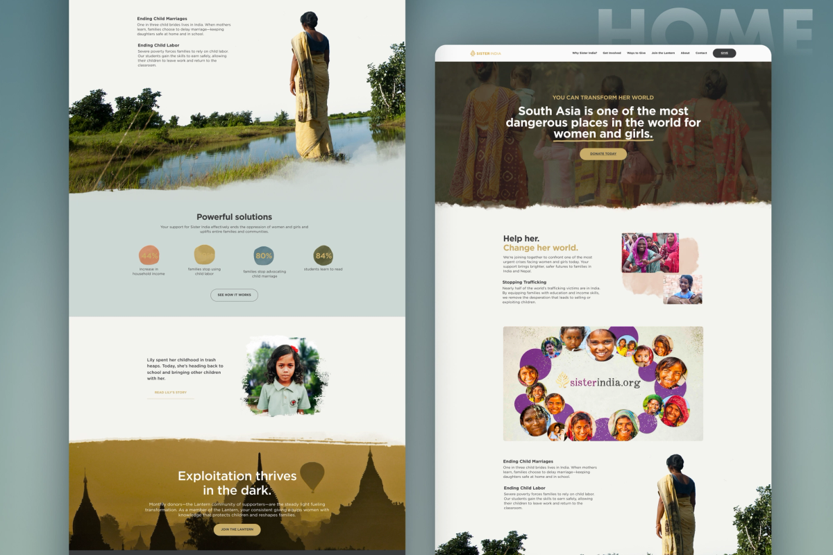 Sister India website interface details