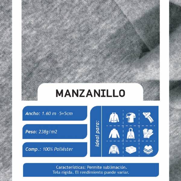 Manzanillo Gris Claro X Metros | Tela Perchada - vista 4