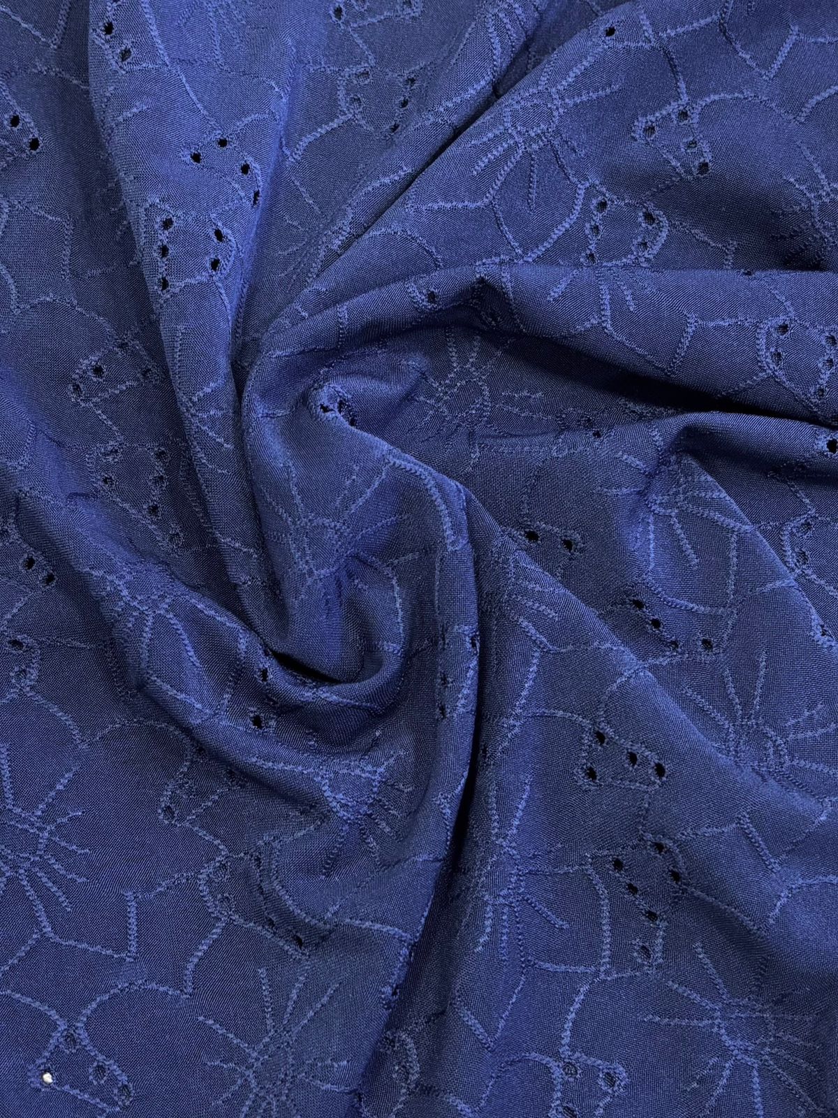 Jacquard Flores Azul Oscuro X Metros | Tela Texturizada