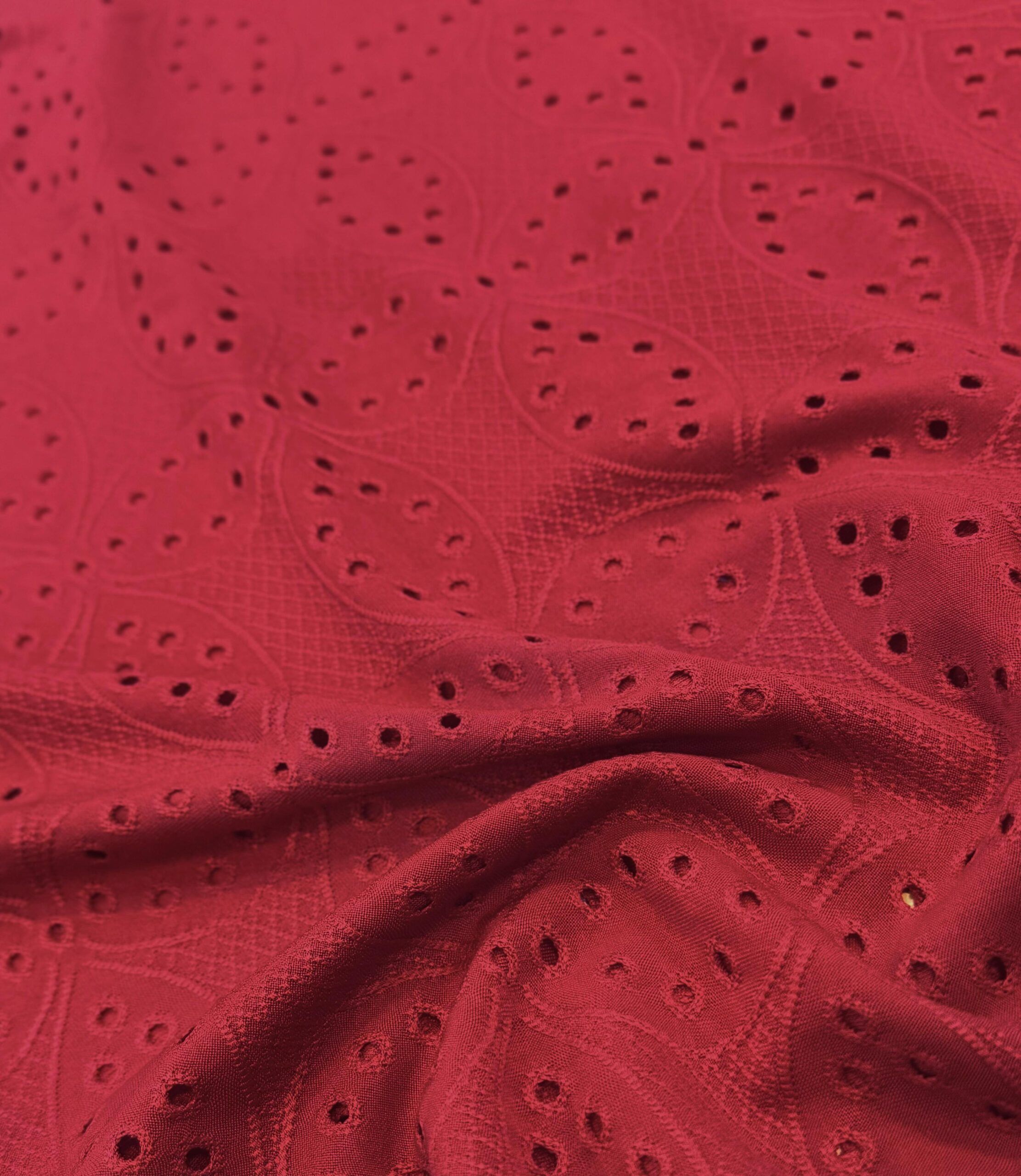 Jacquard Cruces Rojo Brillante X Metros | Tela Ojalillo