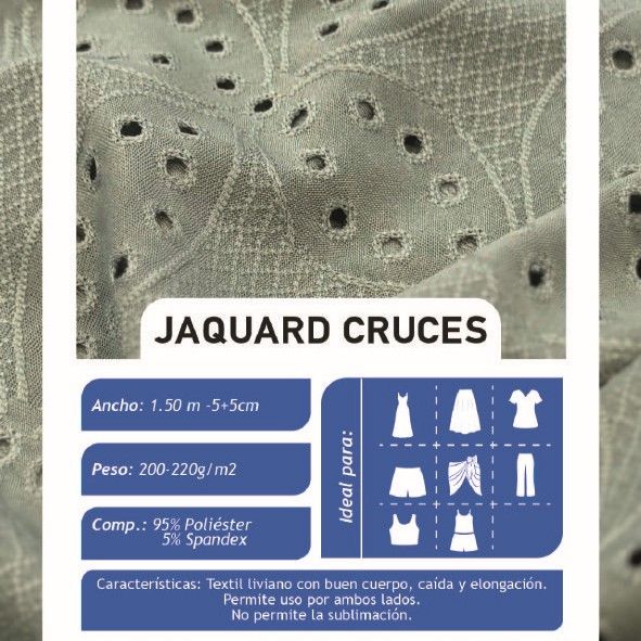 Jacquard Cruces Blanco X Metros | Tela Ojalillo - Vista 2