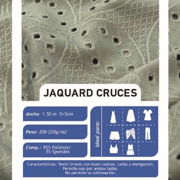 Jacquard Cruces Blanco X Metros | Tela Ojalillo - vista 3