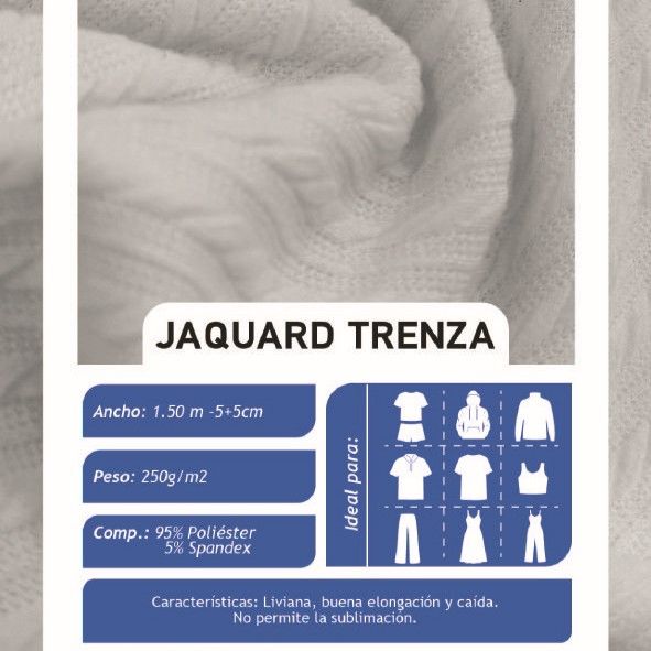 Jacquard Trenza Blanco X Metros | Tela Texturizada - Vista 2