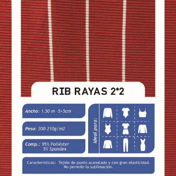 Rib Rayas 2x2 Blanco X Metros | Tela Acanalada