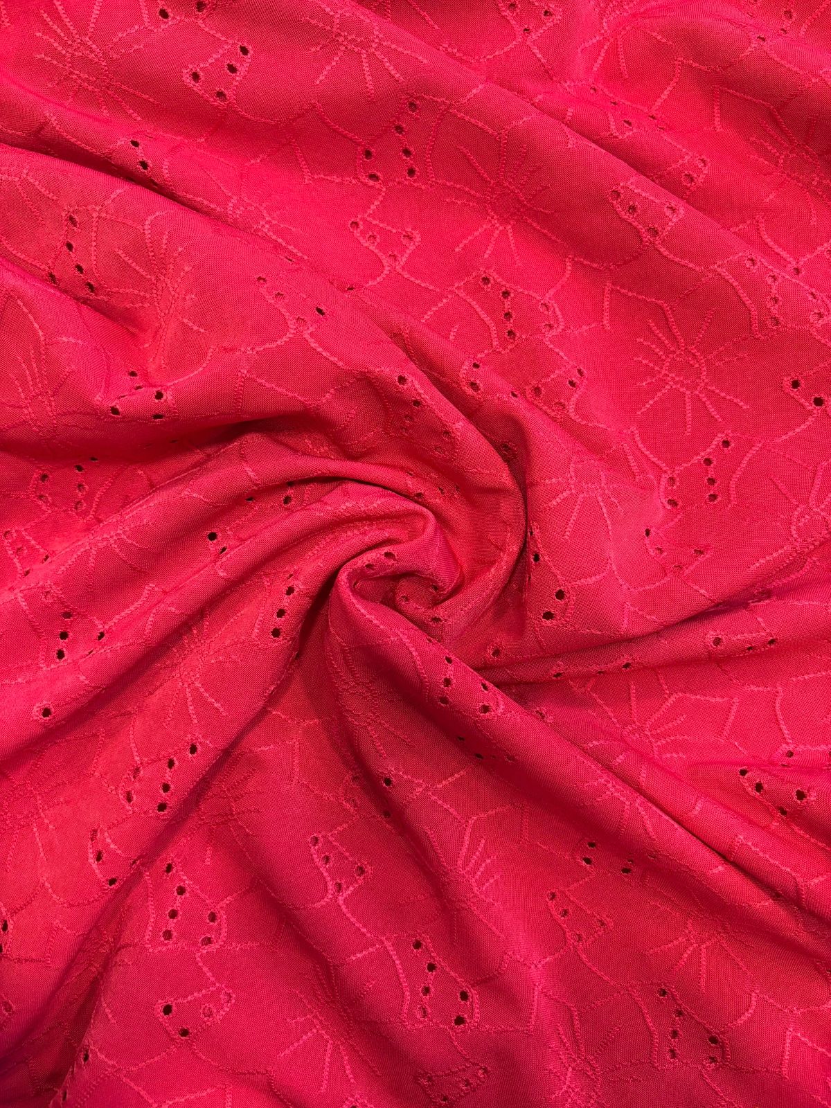 Jacquard Flores Rojo Brillante X Metros | Tela Texturizada