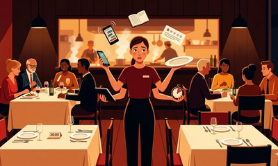 Konobarica žonglira rezervacijama, pozivima i recenzijama u punom restoranu dok dva stola zjape prazna