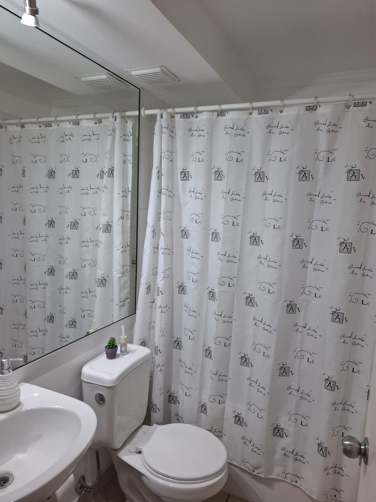 Segundo baño completo con vanitorio, espejo de pared e inodoro en óptimas condiciones.