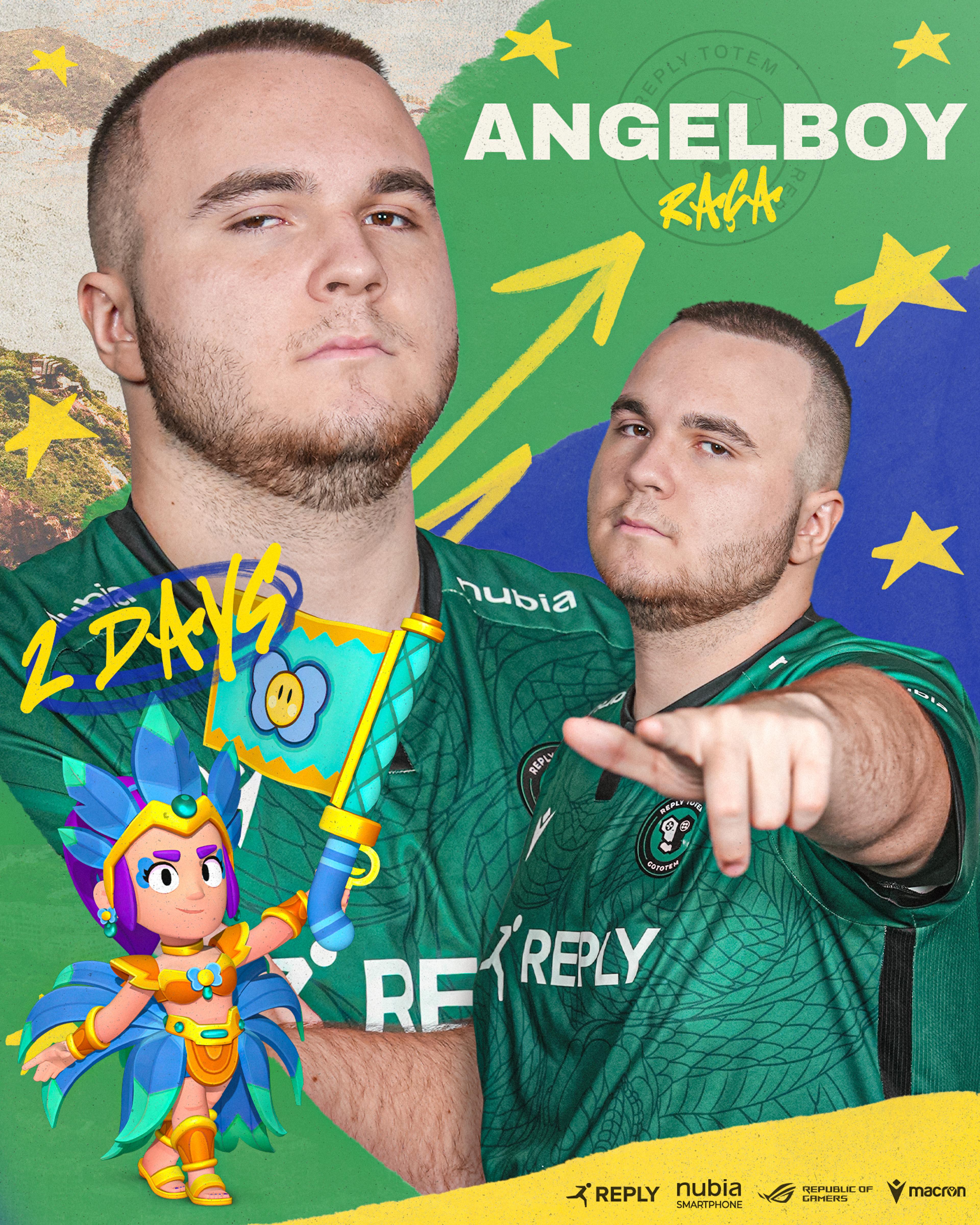 Countdown graphic featuring Angelboy "Raça" 2 DAYS