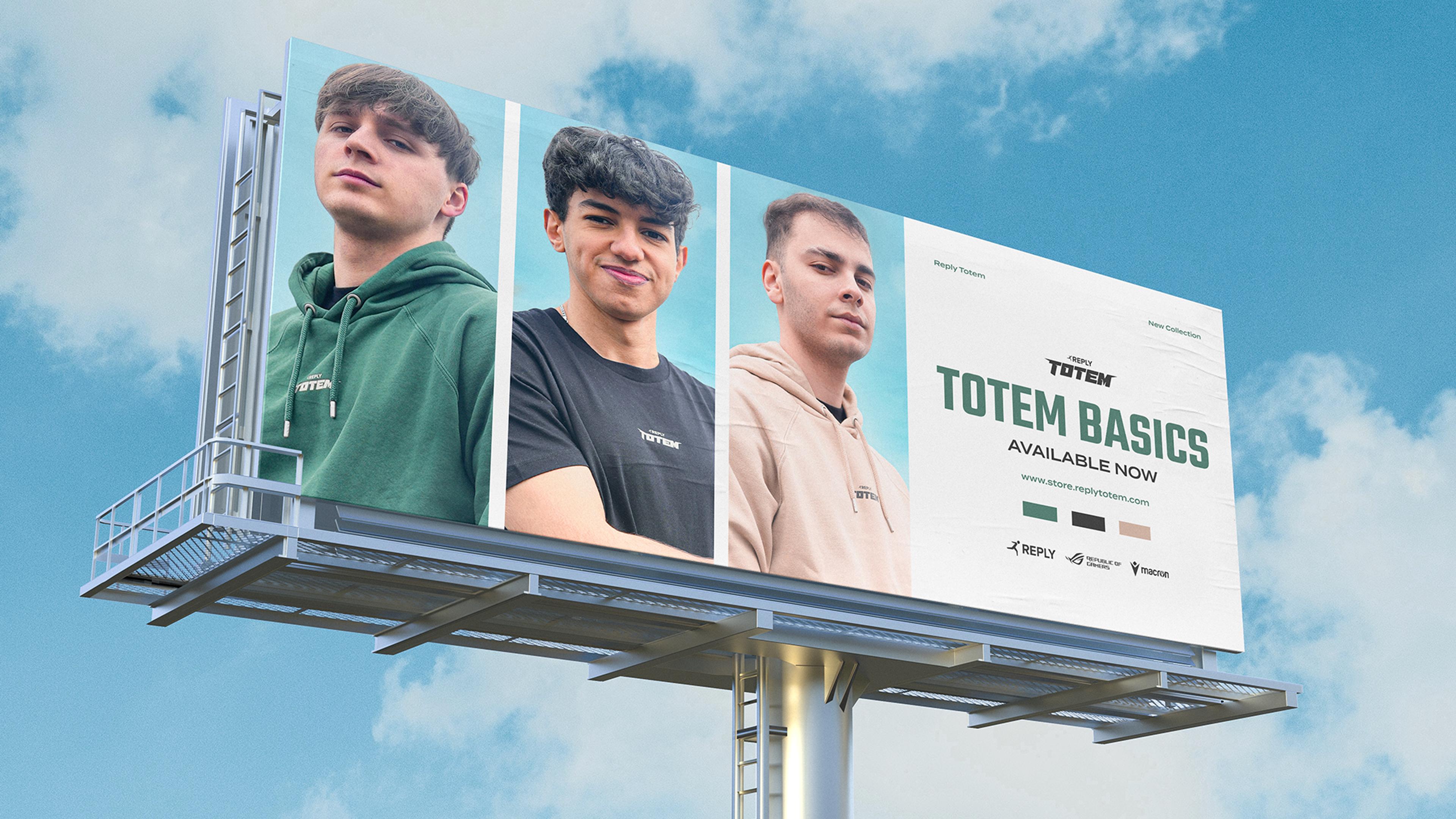 Billboard mockup featuring an adv of the "Totem Basics" collection