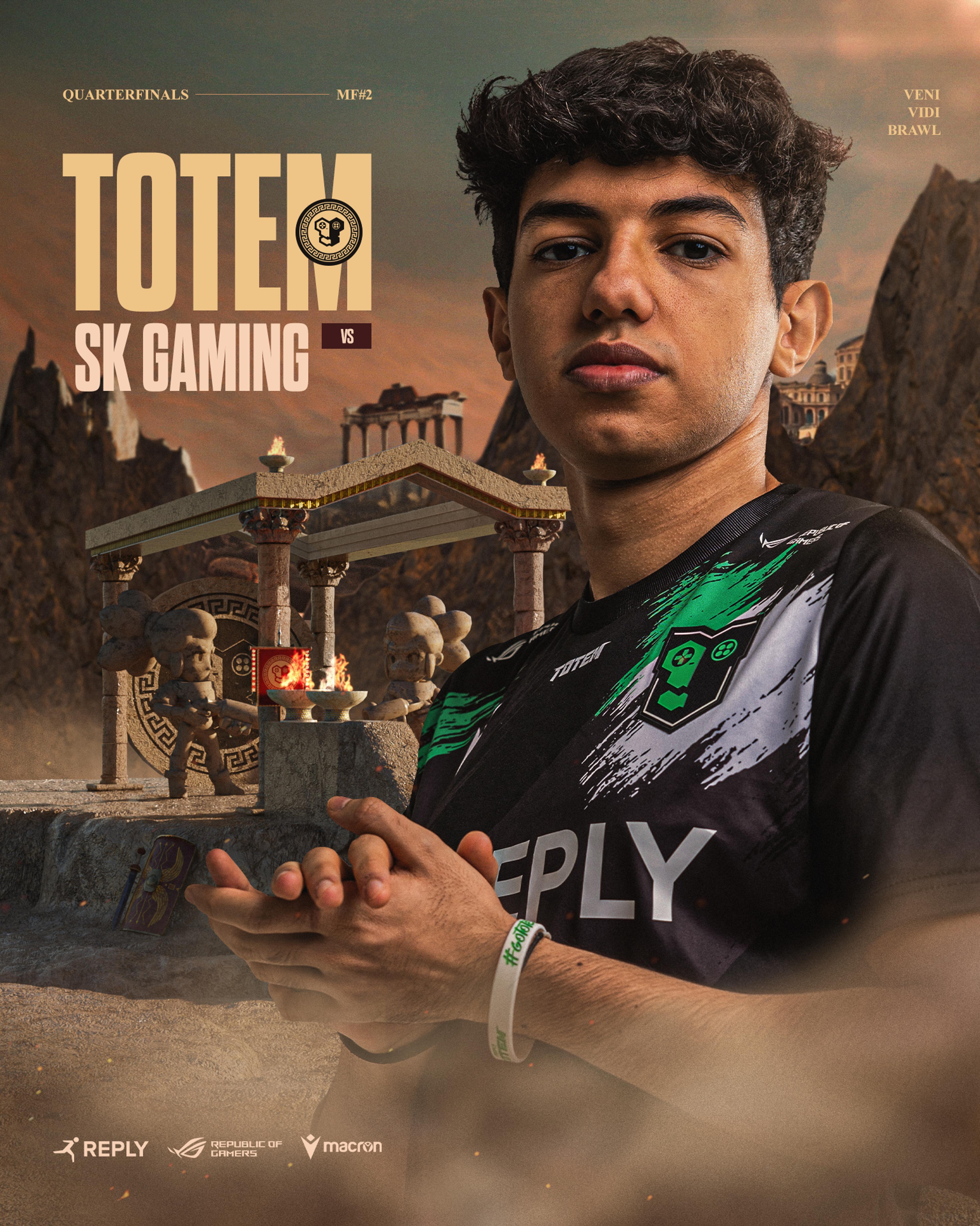 Gameday graphic featuring Maru "TOTEM VS SK GAMING"