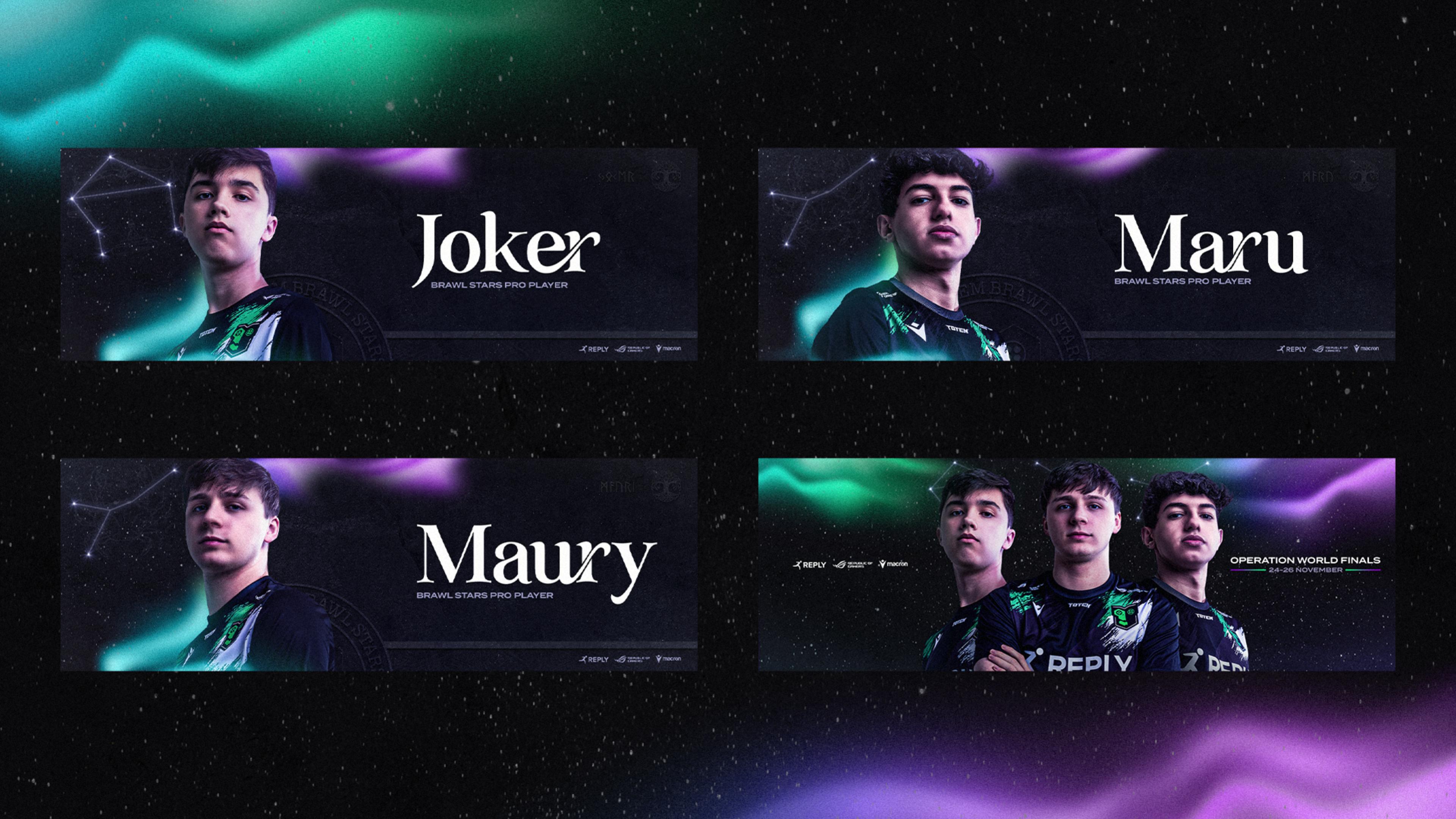 Social media headers for Joker Maru Maury and the official Reply Totem profile