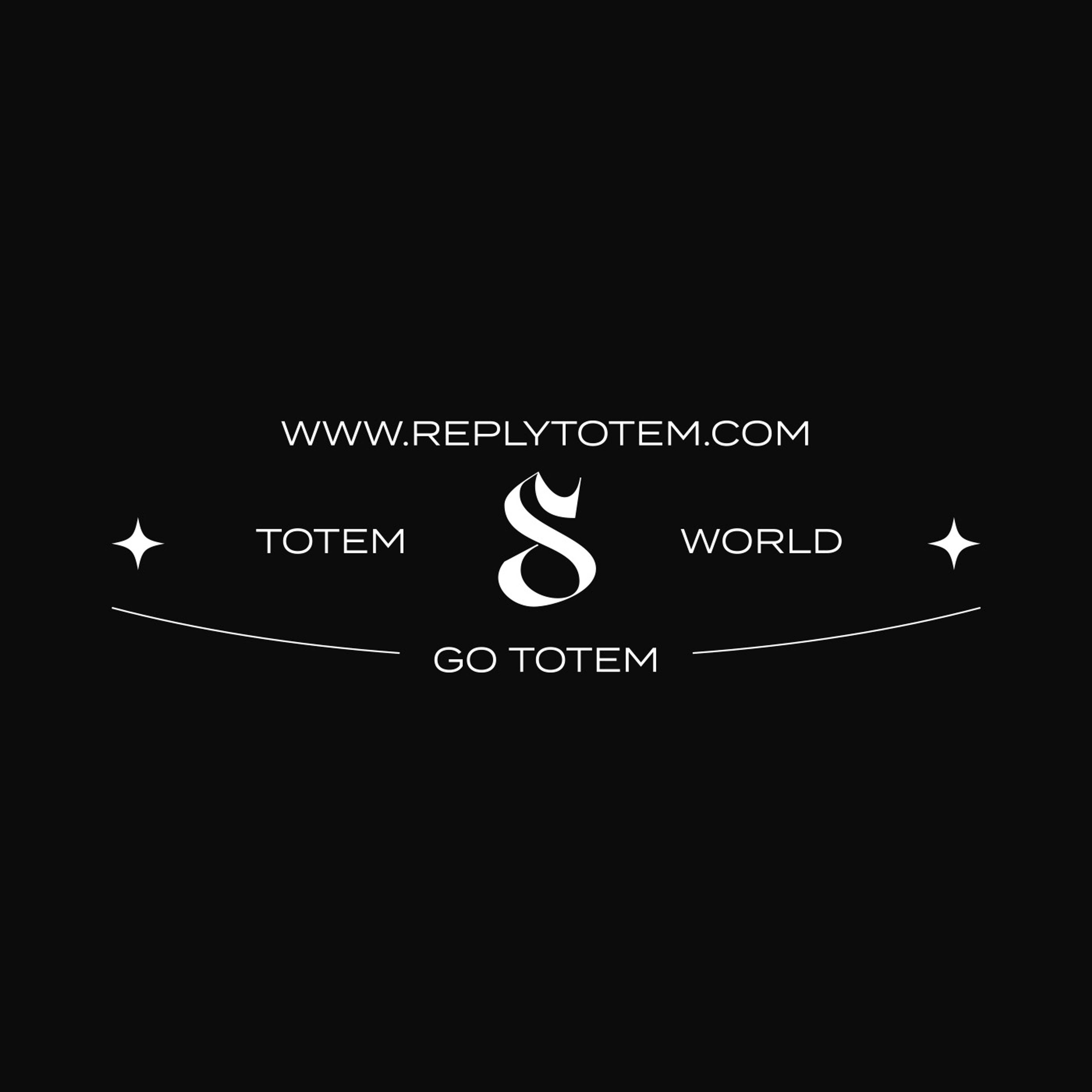 The label of the "Totem World T-Shirt" featuring the website "www.replytotem.com" the name of the collection "Totem World" , the size "S" and "Go Totem"