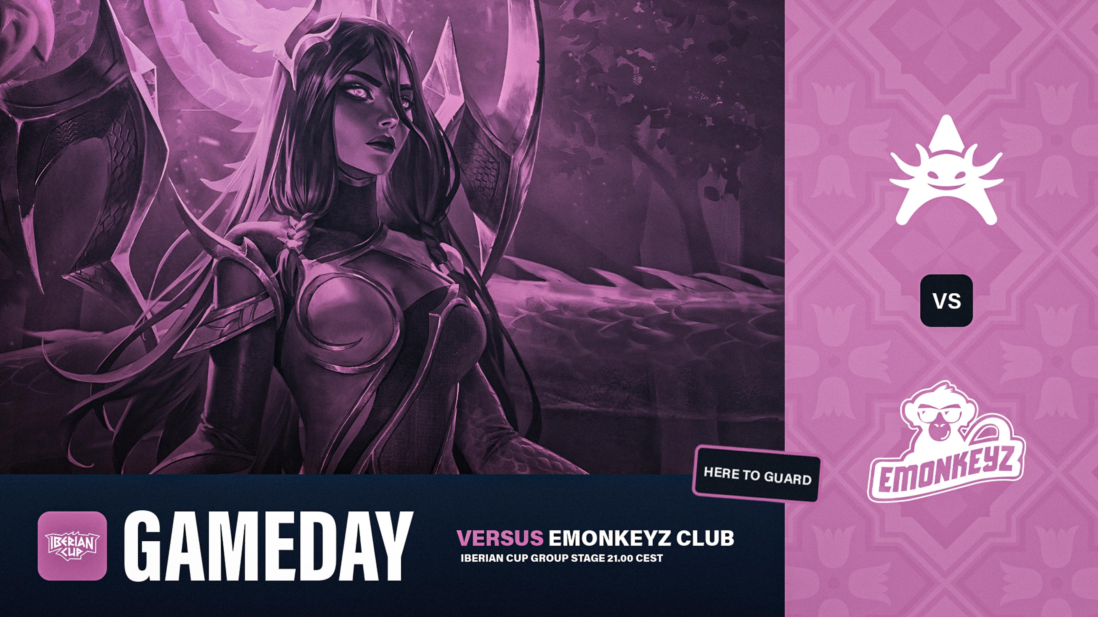 Gameday graphics vs Emonkeyz Club featuring the character Karma