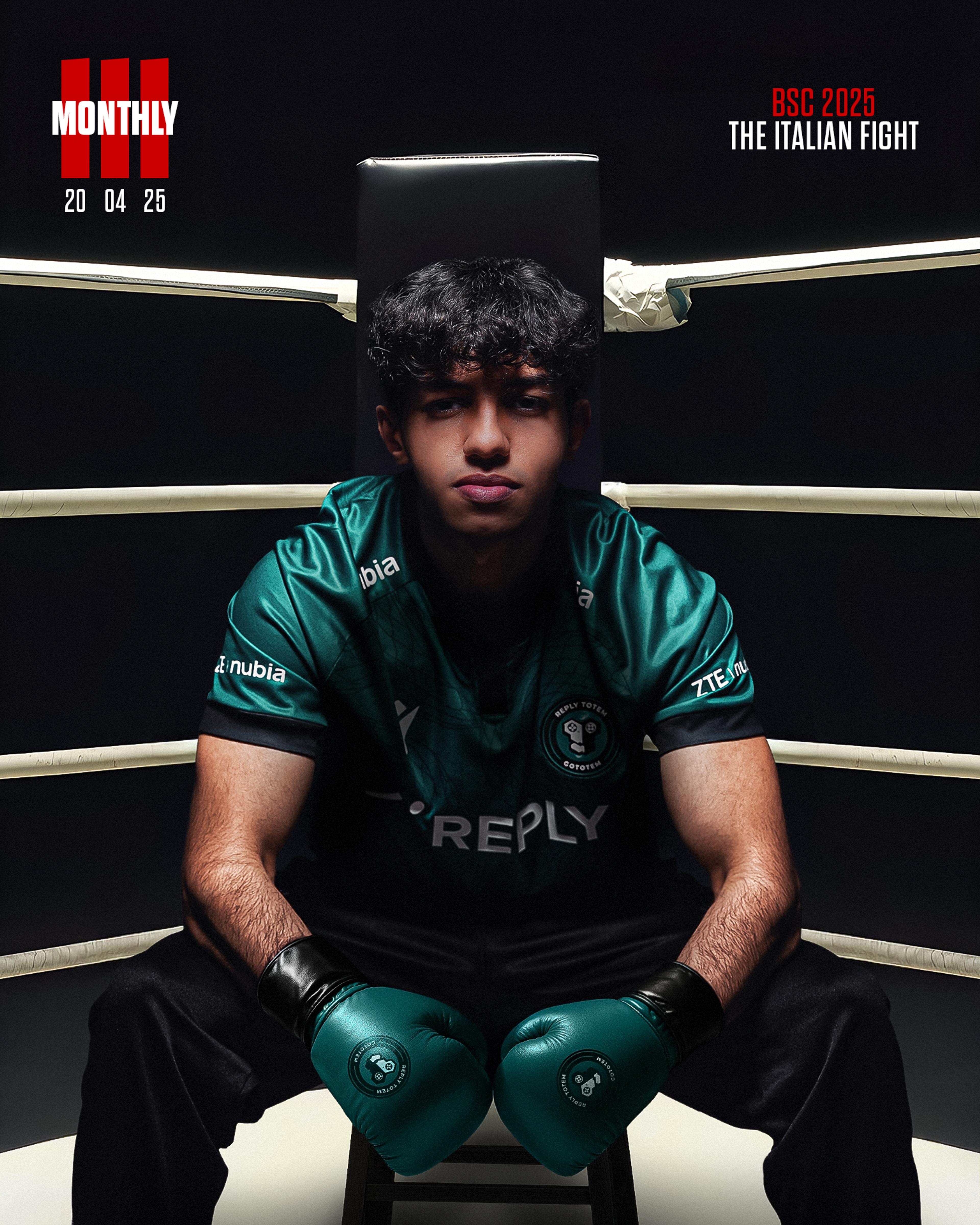 Poster featuring Maru sitting at the corner of the boxing ring, a reference to the movie CREED III. BSC 2025 THE ITALIAN FIGHT