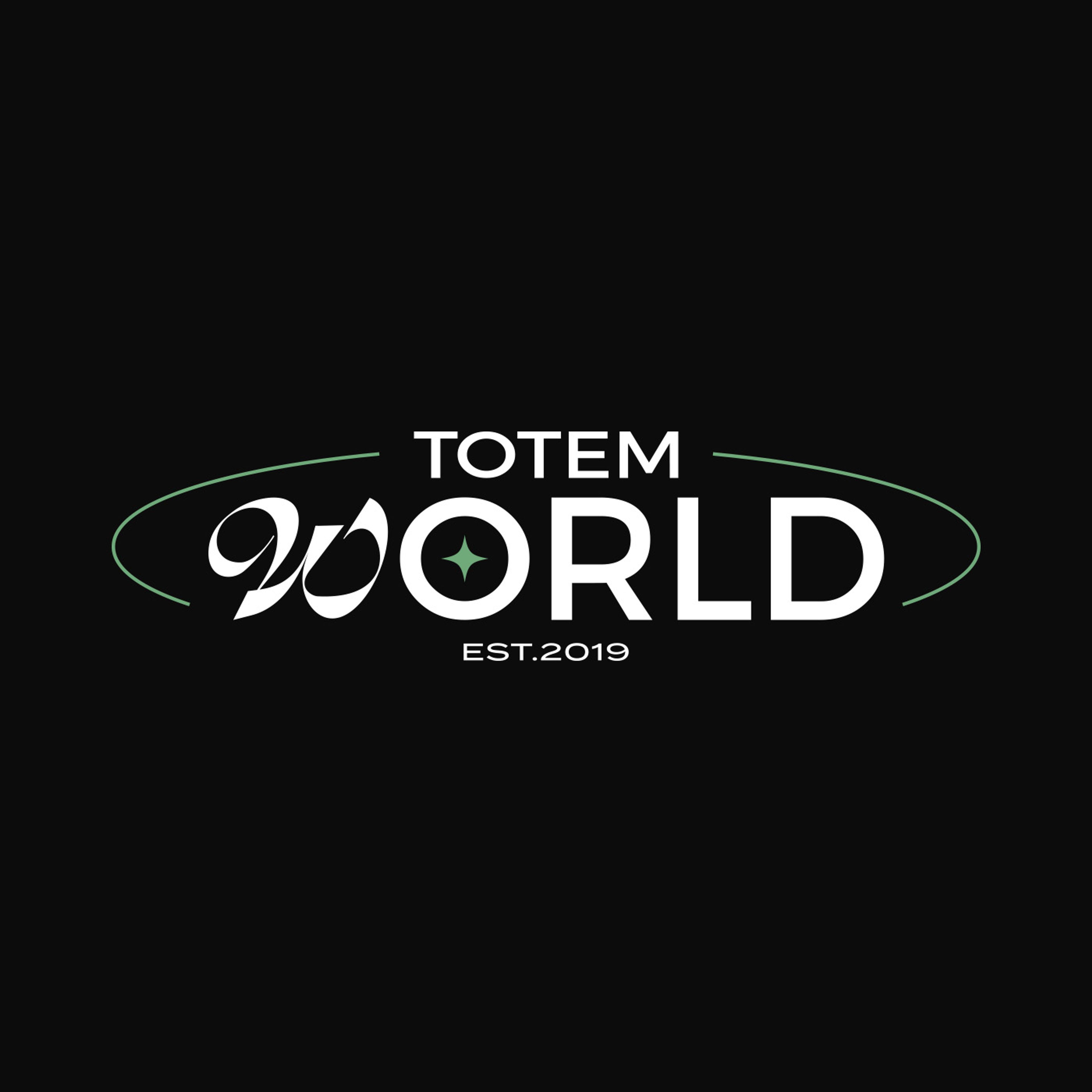 The back design of the "Totem World T-Shirt" which is also the design of the  "Totem World Hat" featuring the name of the collection "Totem World" "EST.2019"