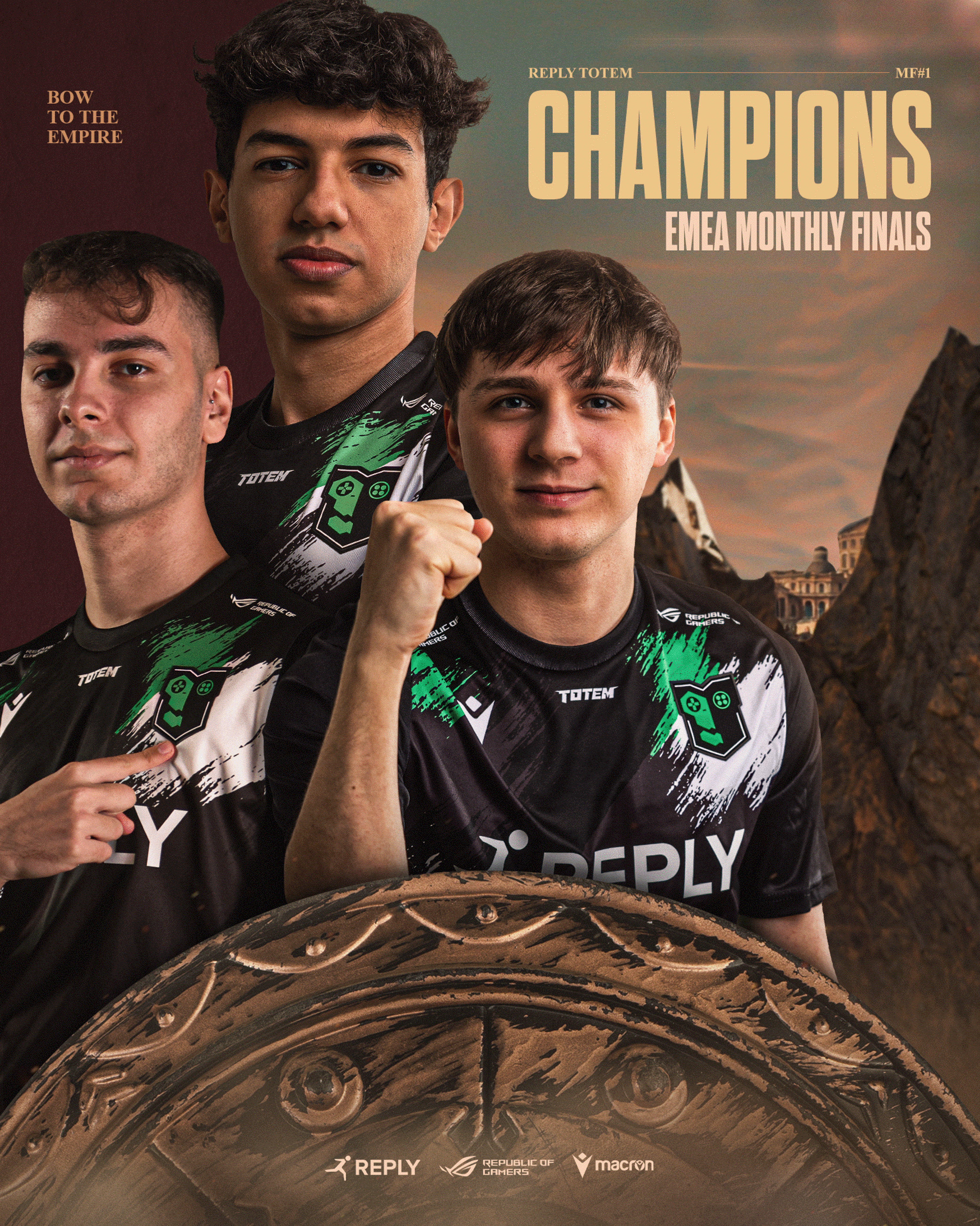 Poster featuring the 3 Totem Brawl Stars Player celebrating the Championship in the May Monthly Finals