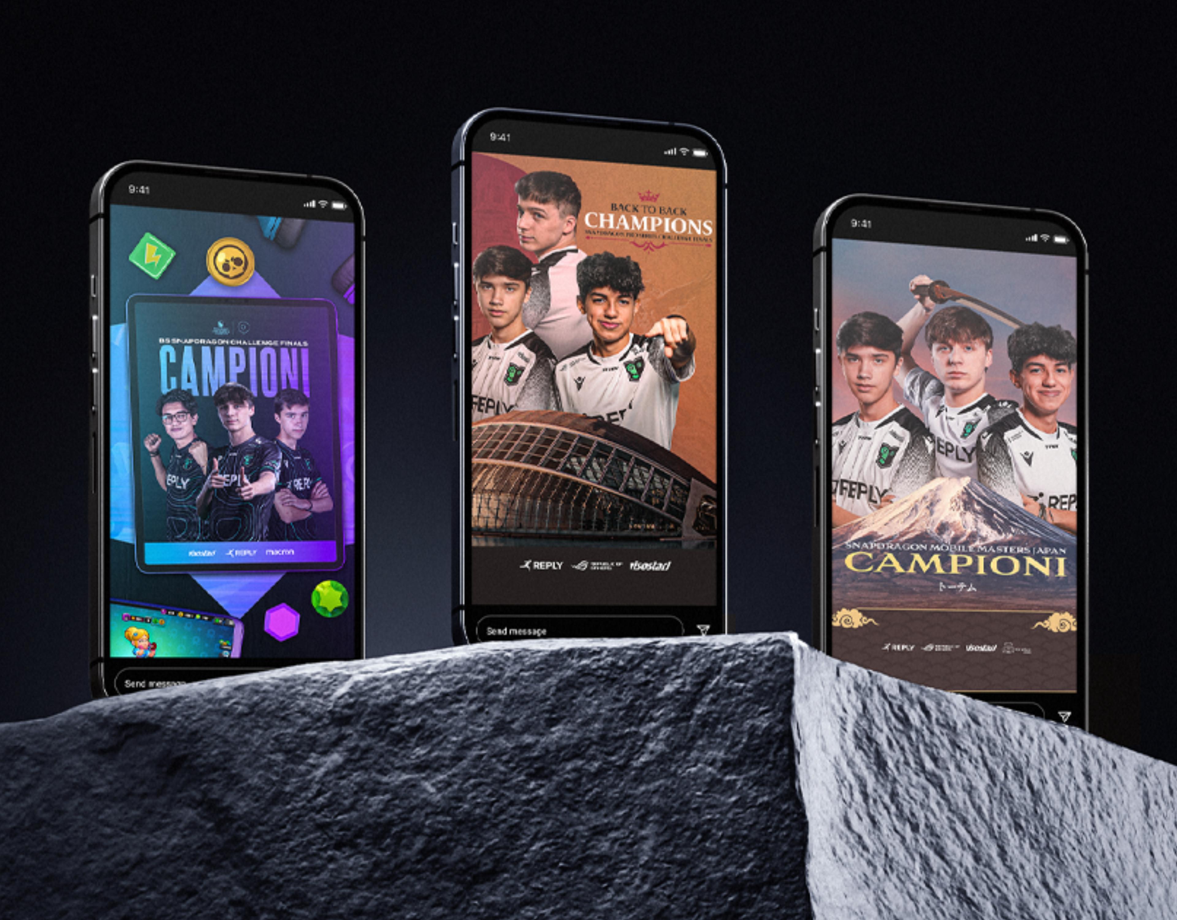 Snapdragon Pro Series 22/23 thumbnail. The image shows 3 phones with the respective champion graphics of each event. From left to right: Gamescom, Dreamhack Valencia, Masters Japan