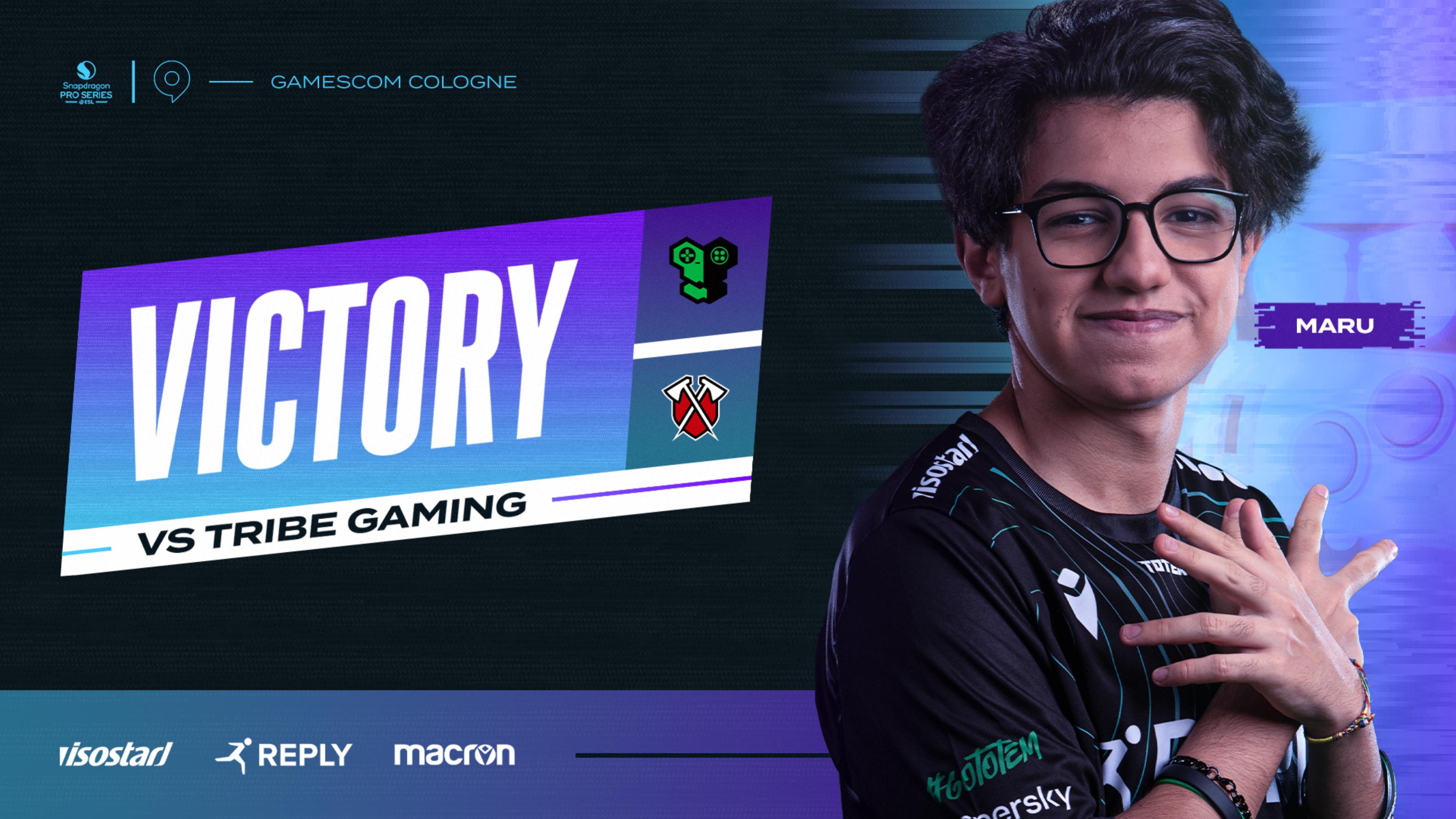 Victory graphic vs Tribe Gaming featuring Maru