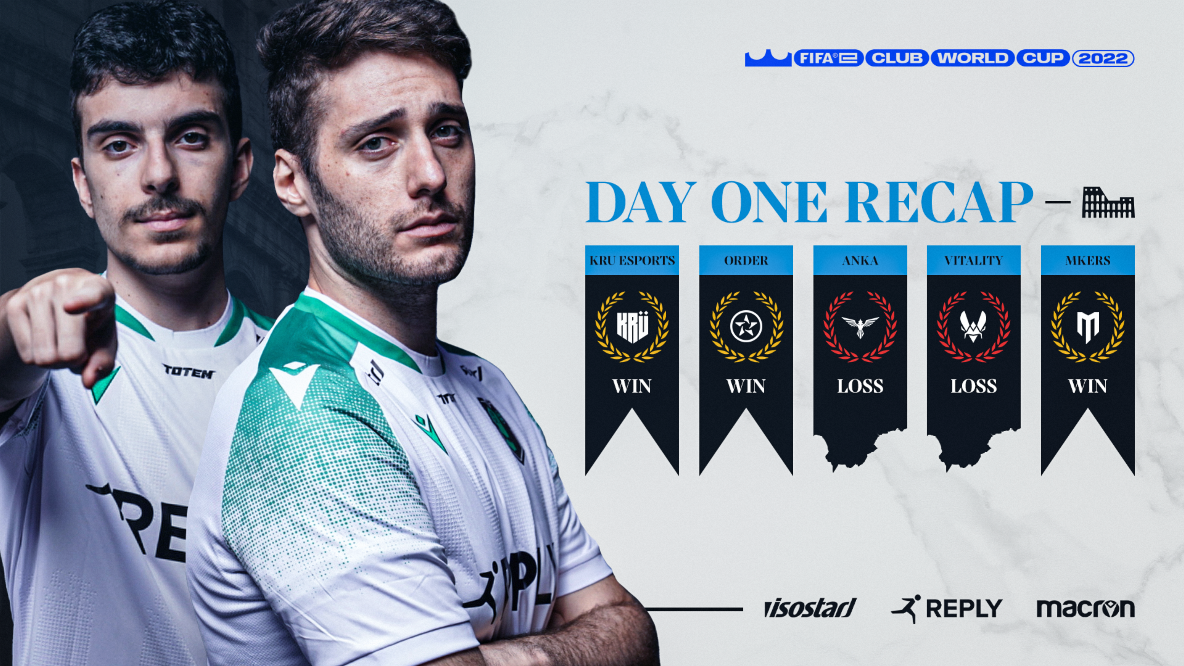 The result recap graphic of day 1 featuring Montaxer and Santill1