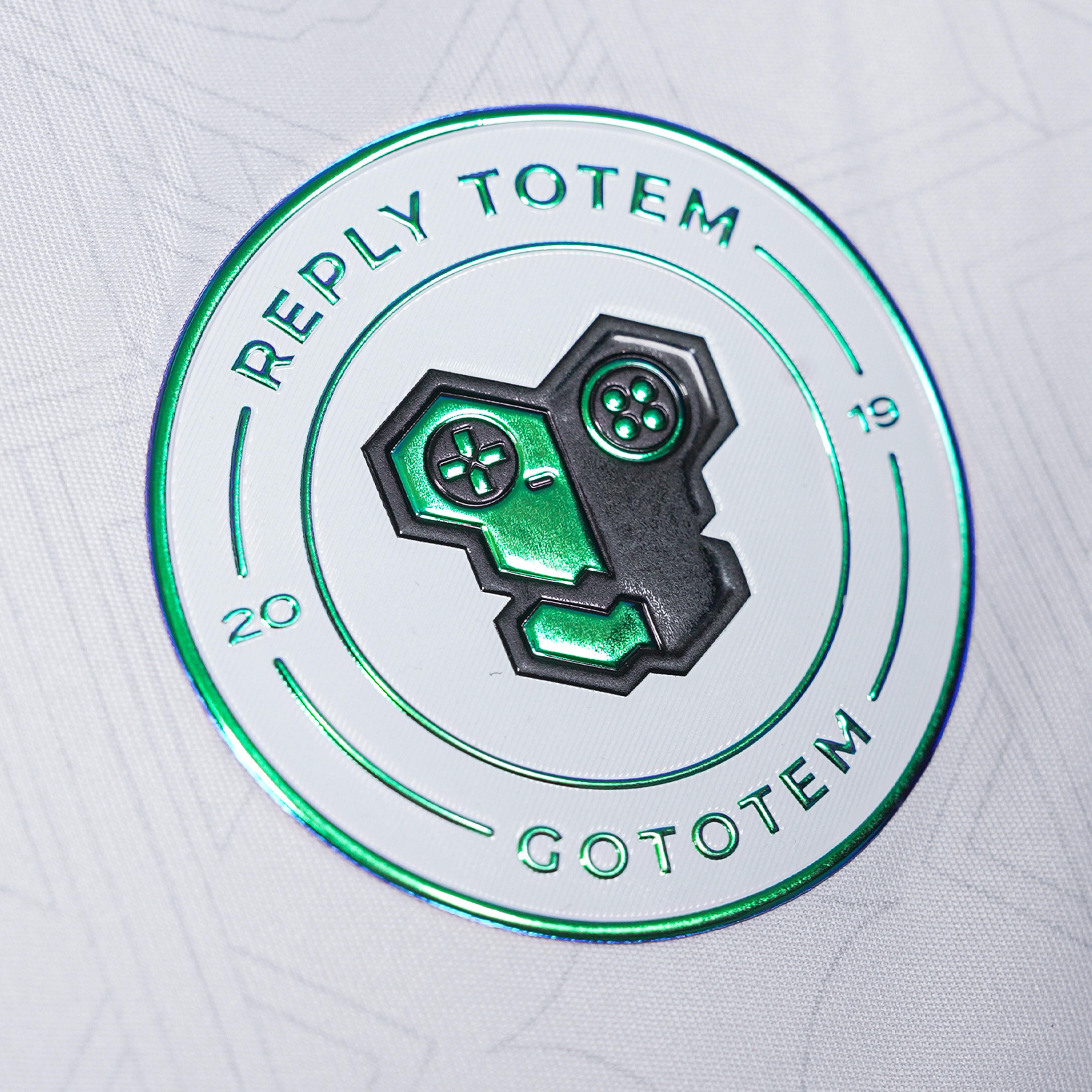 Close-up photo of the badge of the 2026 Mobile Pro Jersey