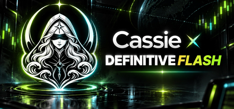 Cassie finds the trade on X. Definitive powers the execution.