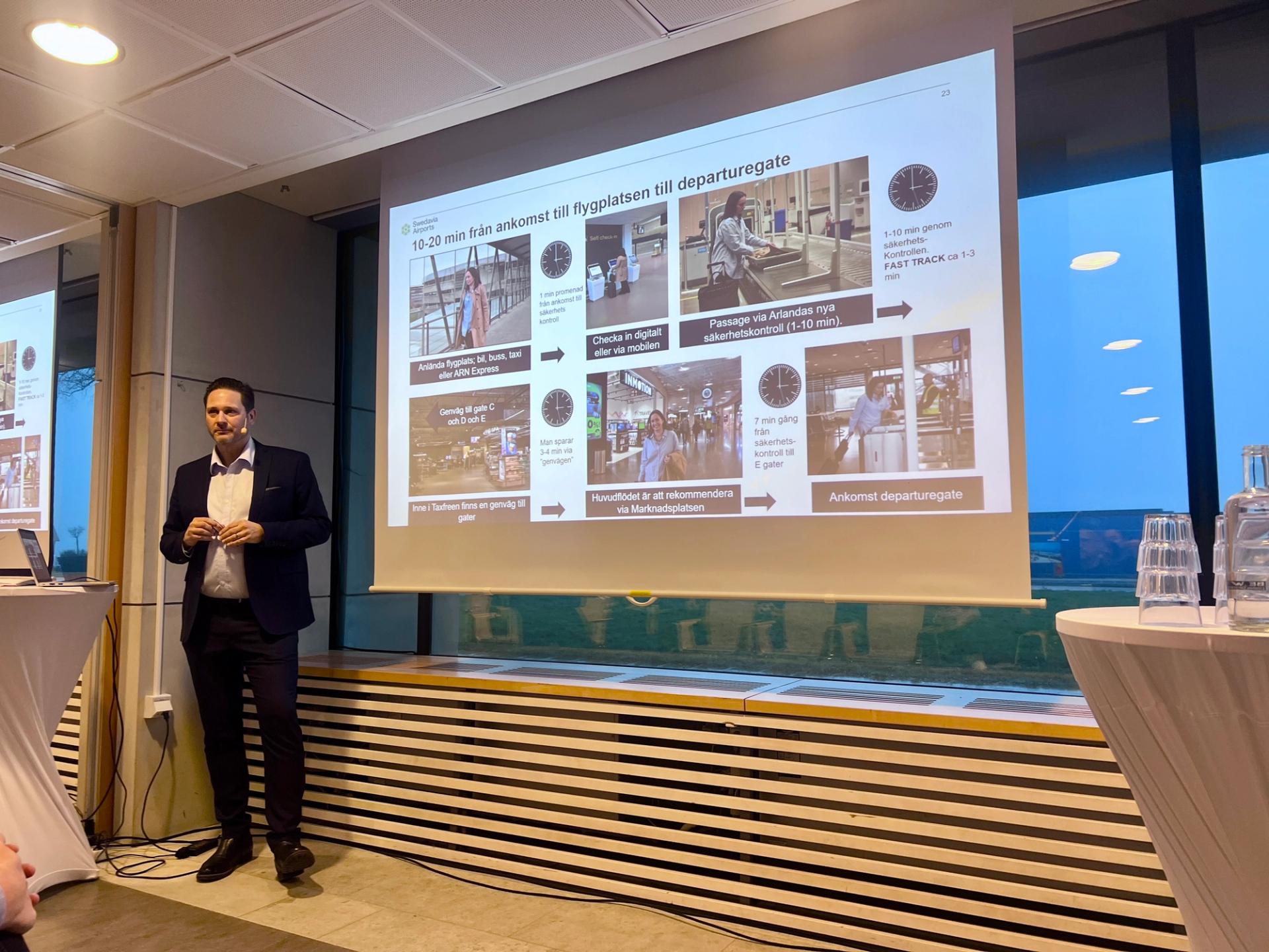 Gunnar Jonasson berättade om de förändringar som Swedavia gör på Arlanda.