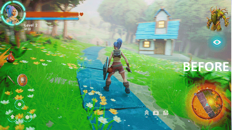 GIF die vóór en na vergelijkt voor kleurlevendigheid en contrast bij Multi-Logo Protection