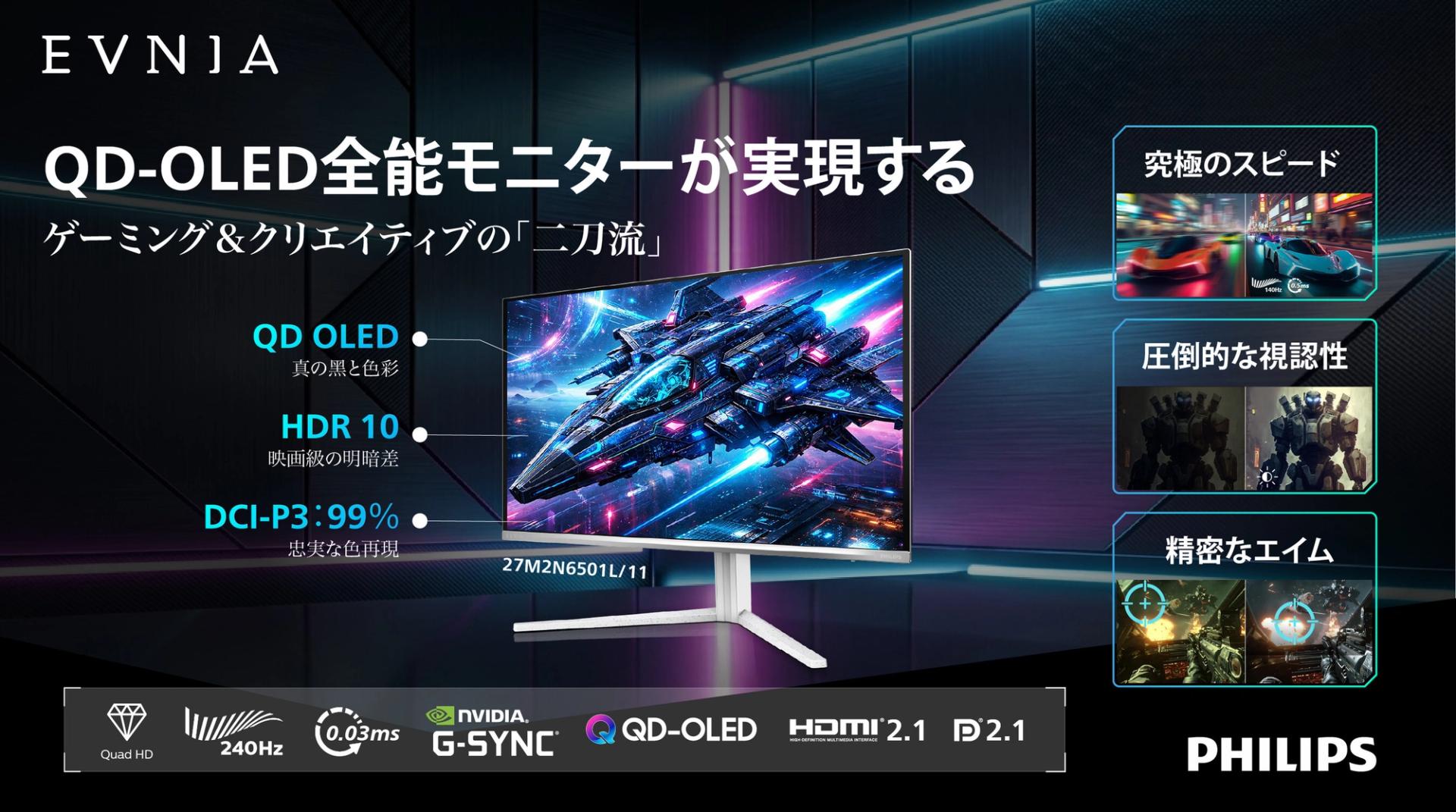 QD-OLED 27M2N6501L /11 全能モニタ一が実現する、ゲーミング&クリエイティプの「二刀流」