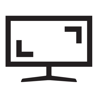 Rectangular screen icon with two inward-pointing corner brackets in the center.