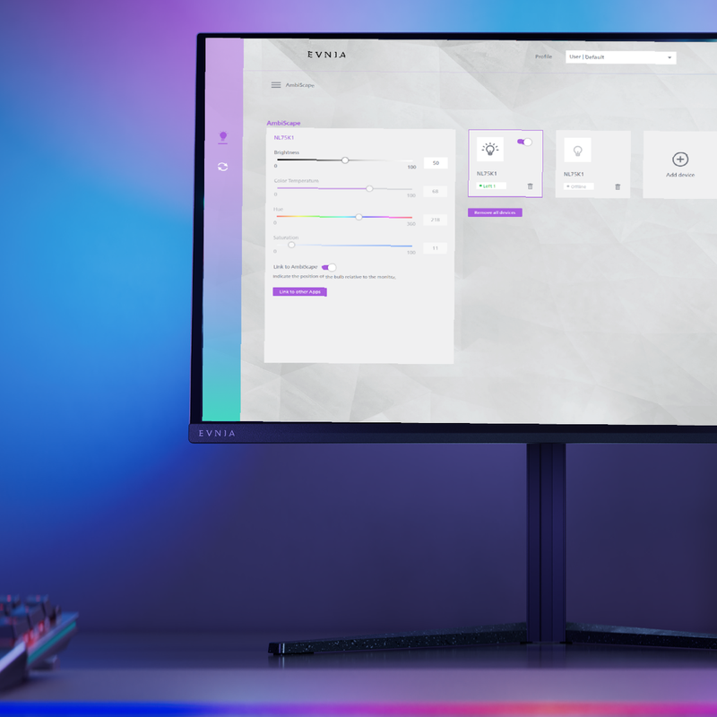 Evnia monitor displaying the Precision Center