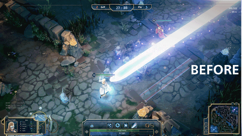 GIF die het verschil vóór en na toont in kleurlevendigheid en contrast bij thermische bescherming