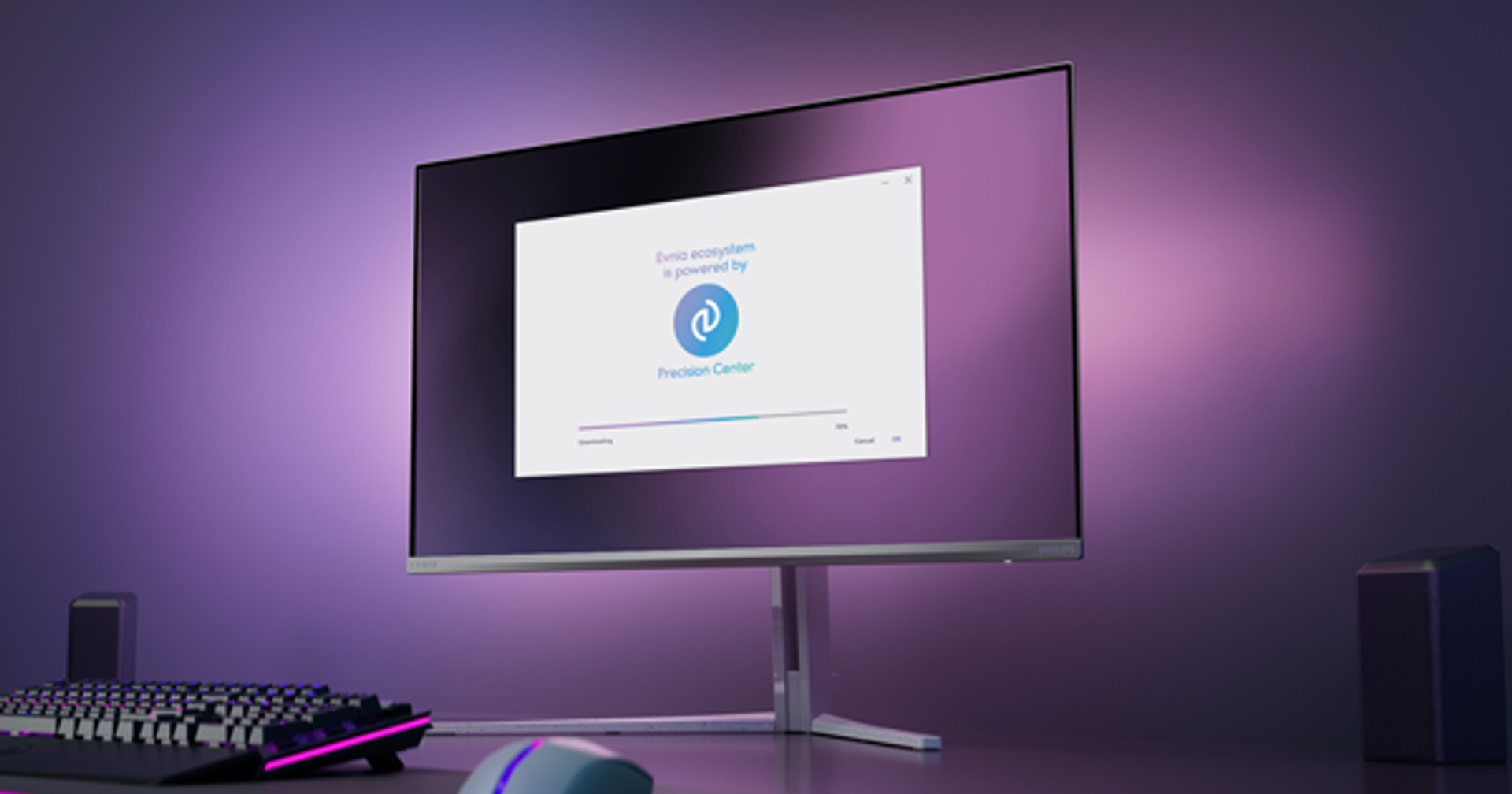 Precision Center on a Philips Evnia monitor