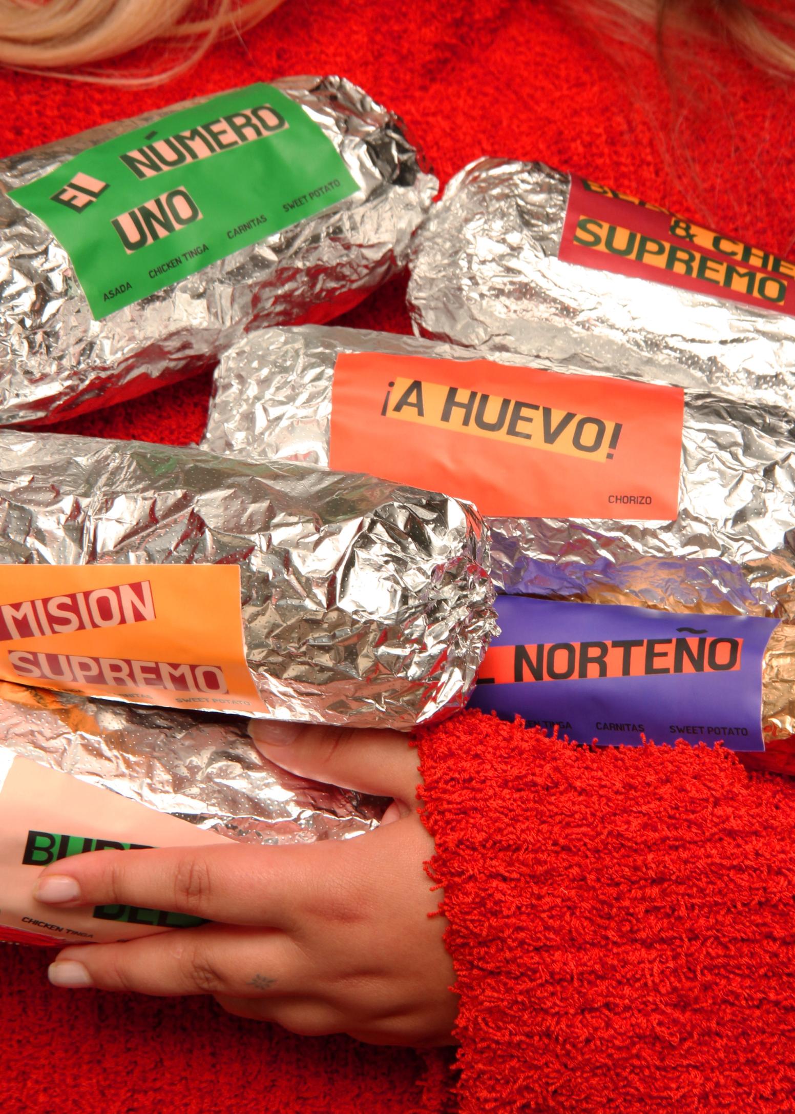 Six Burritos stacked on top of each other