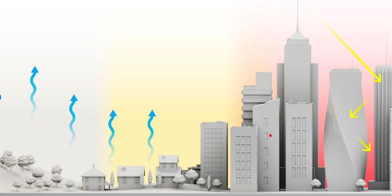 Hot concrete pavement storing heat in Indian city street during summer afternoon showing urban heat island effect